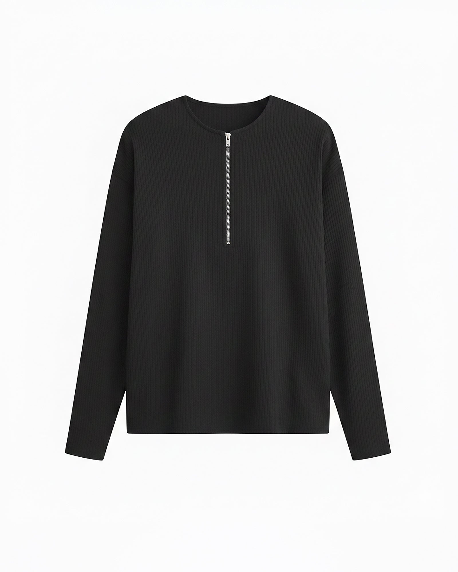 ハーフジップリブトップス Ot20141