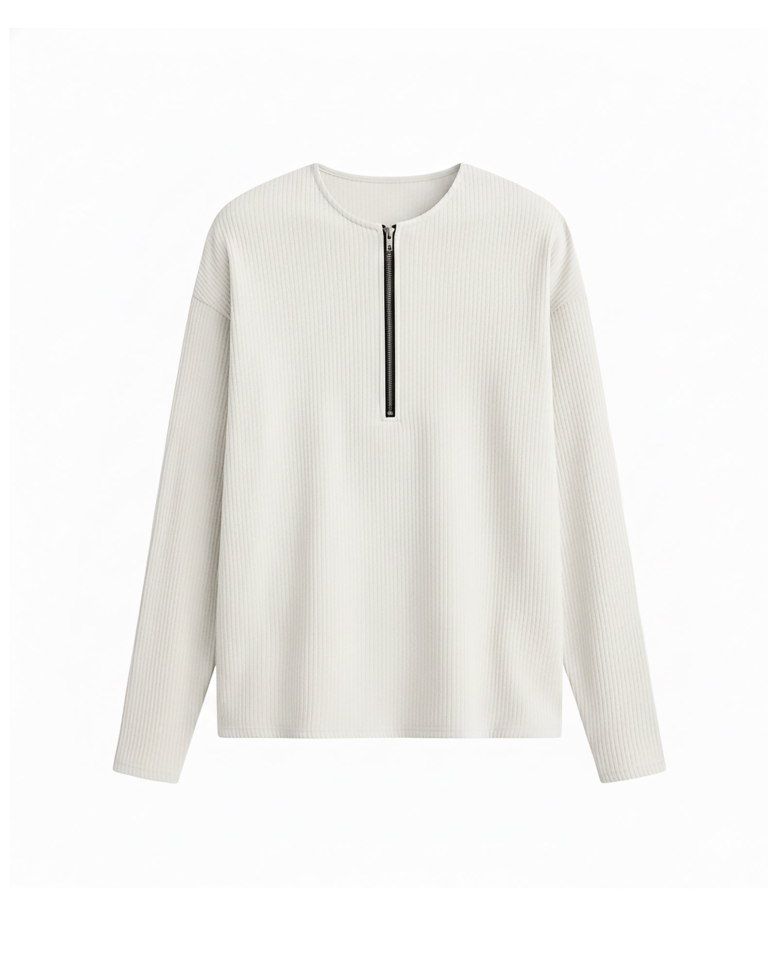 ハーフジップリブトップス Ot20141