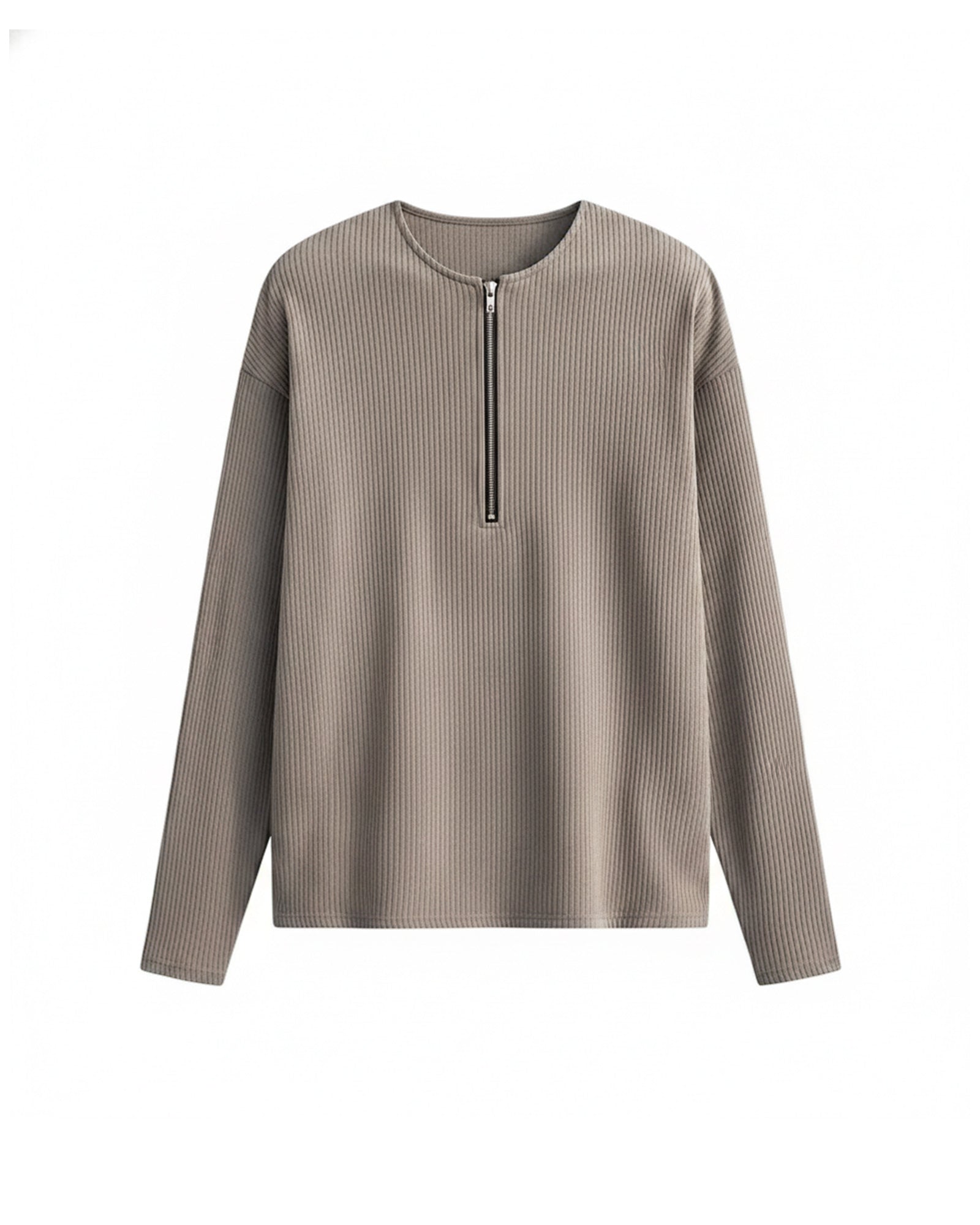 ハーフジップリブトップス Ot20141