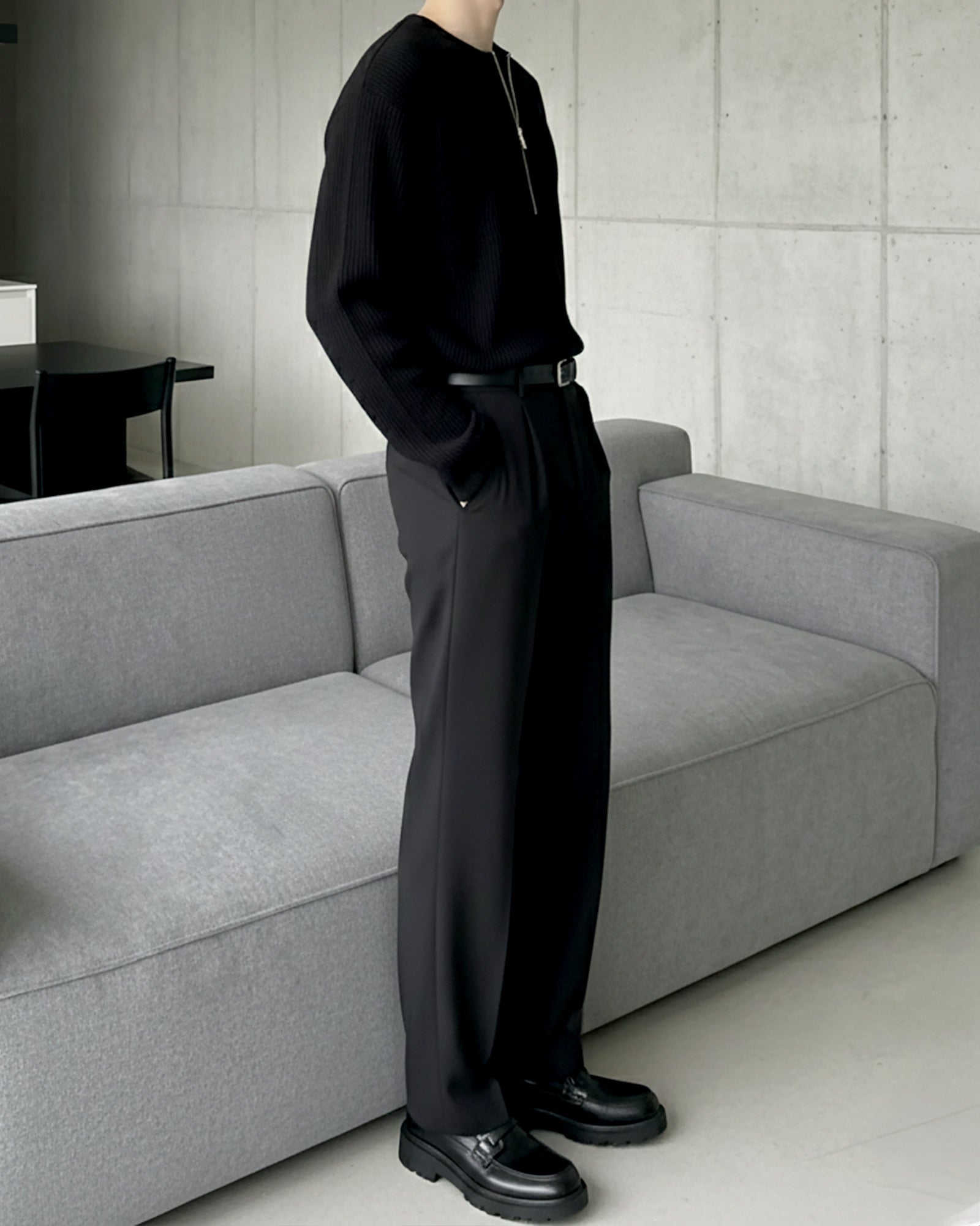 ハーフジップリブトップス Ot20141