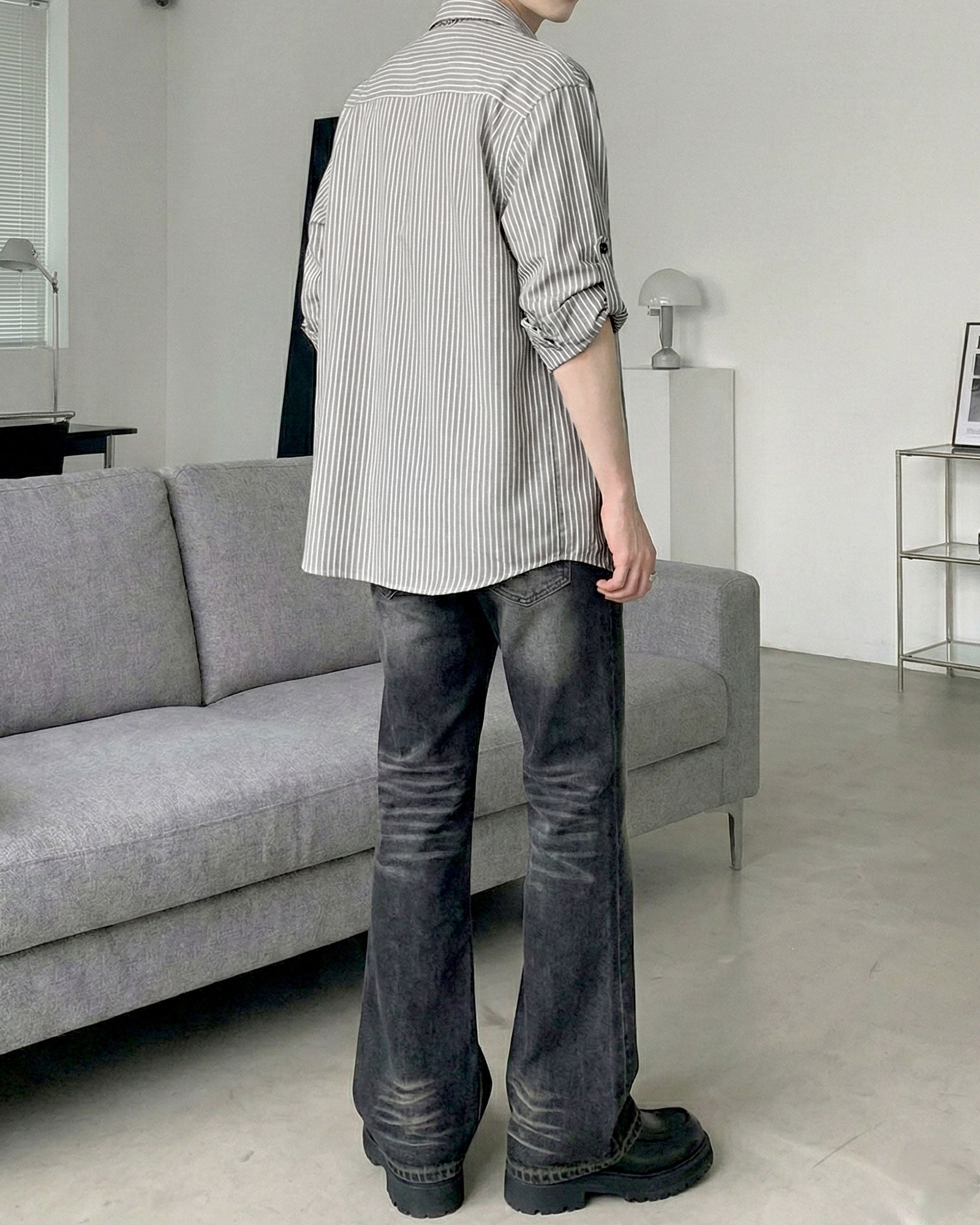 シックストライプオープンカラーシャツ Ot20152