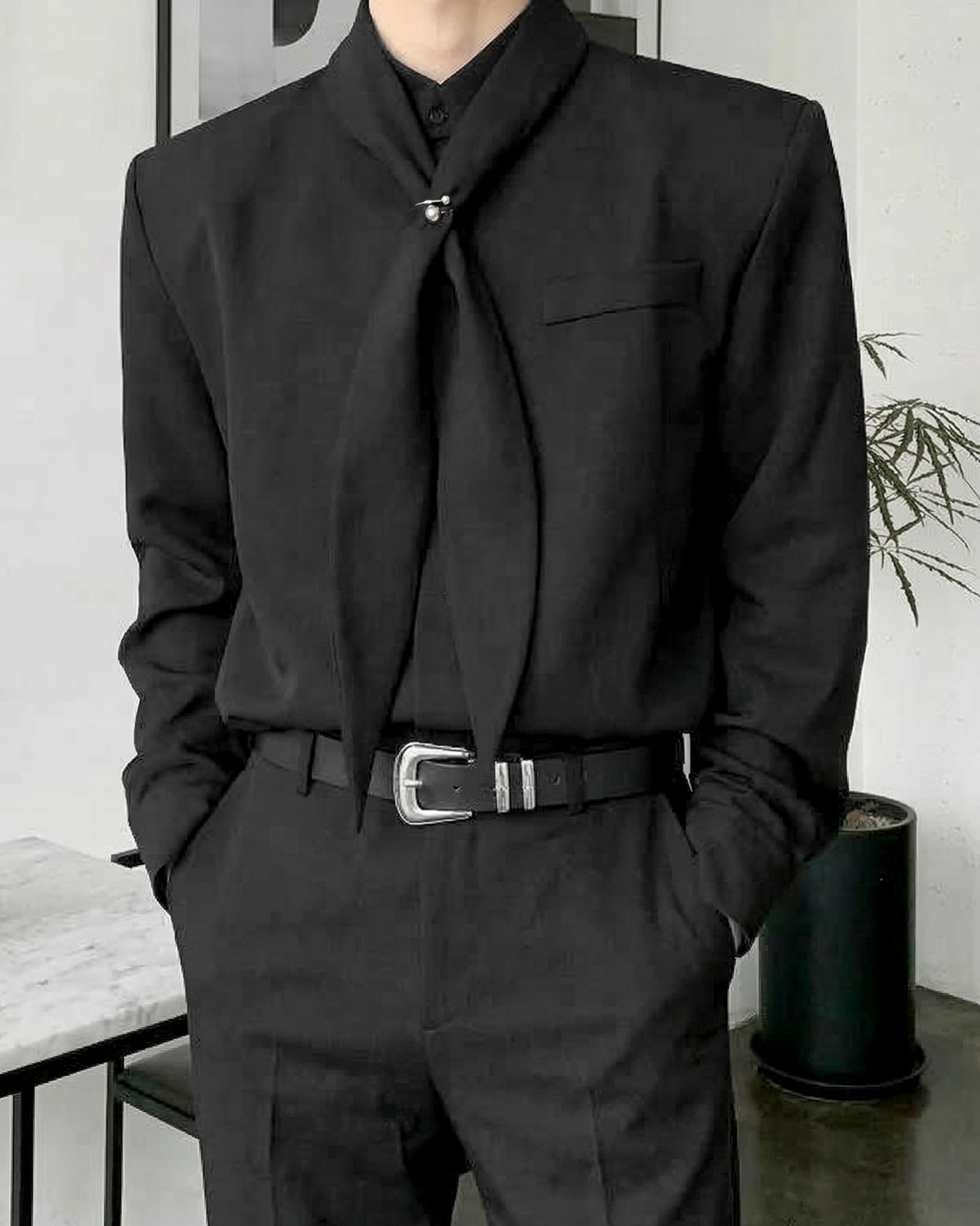 スカーフタイラグジュアリーモードシャツ Ot20155