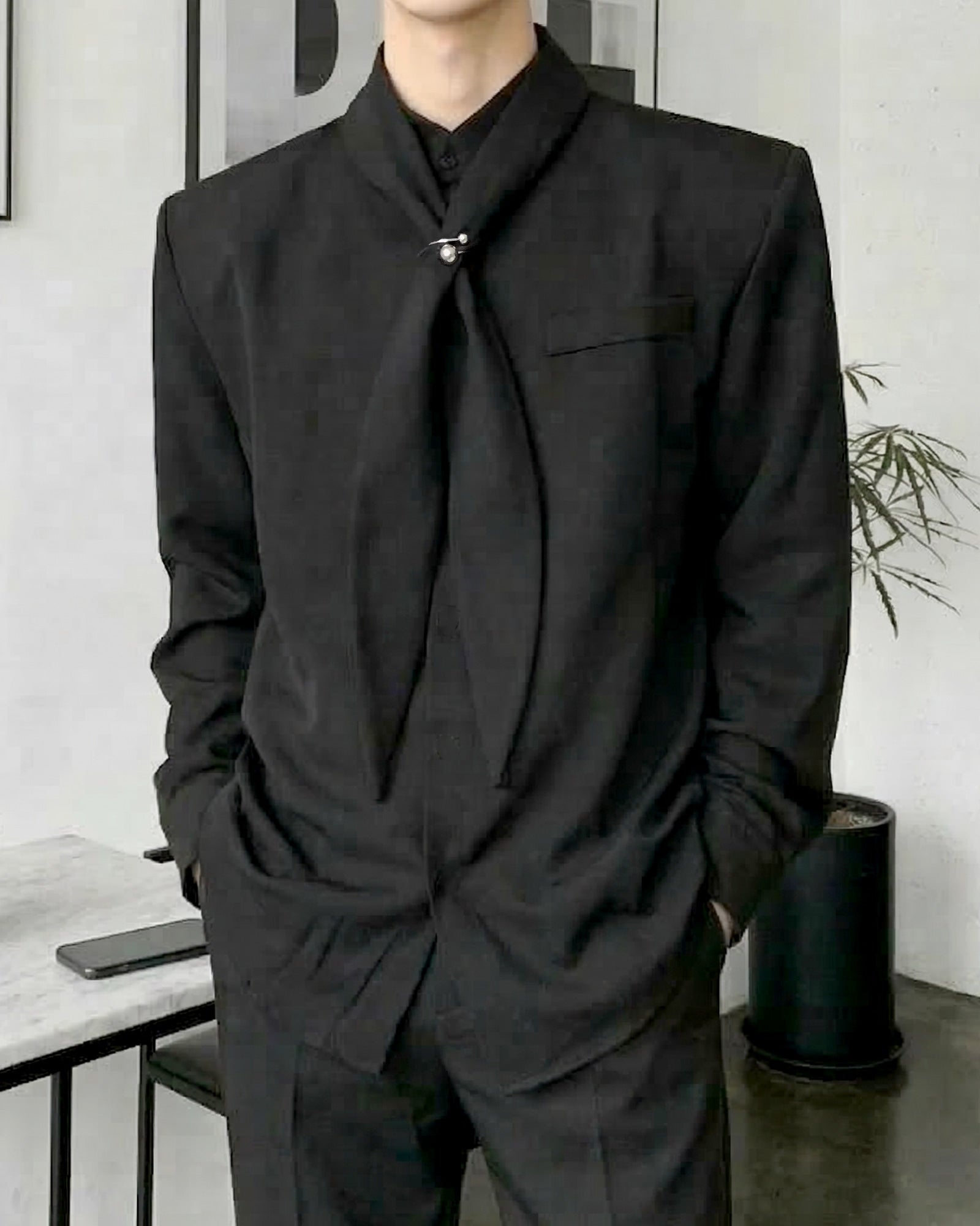 スカーフタイラグジュアリーモードシャツ Ot20155