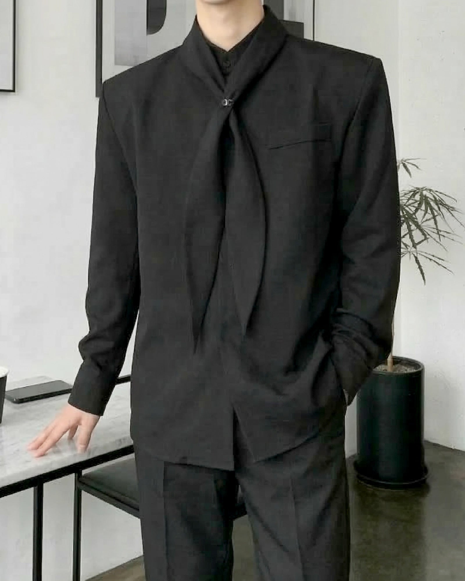 スカーフタイラグジュアリーモードシャツ Ot20155