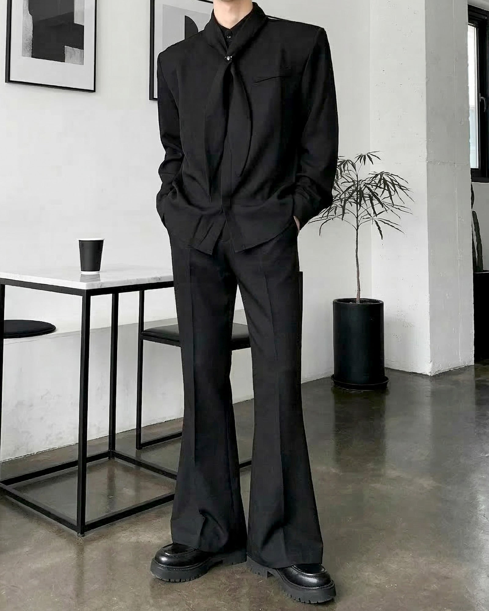 スカーフタイラグジュアリーモードシャツ Ot20155