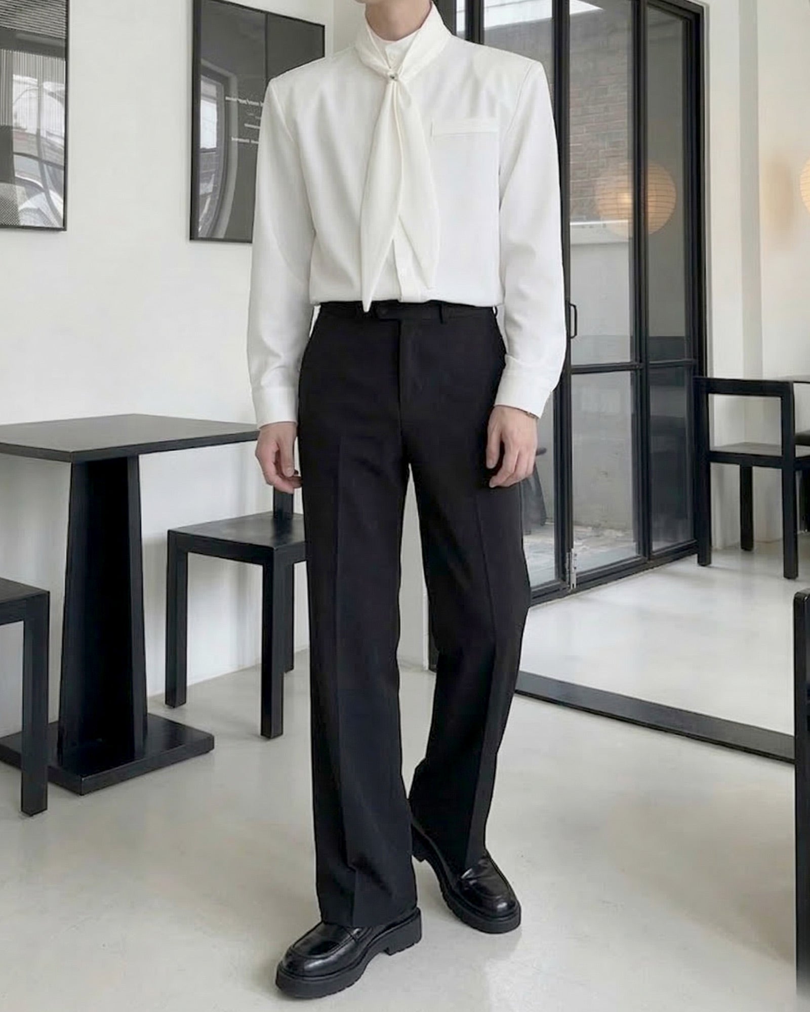 スカーフタイラグジュアリーモードシャツ Ot20155