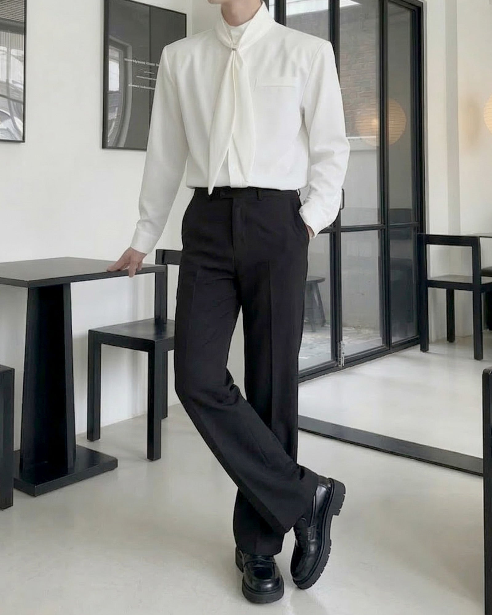 スカーフタイラグジュアリーモードシャツ Ot20155