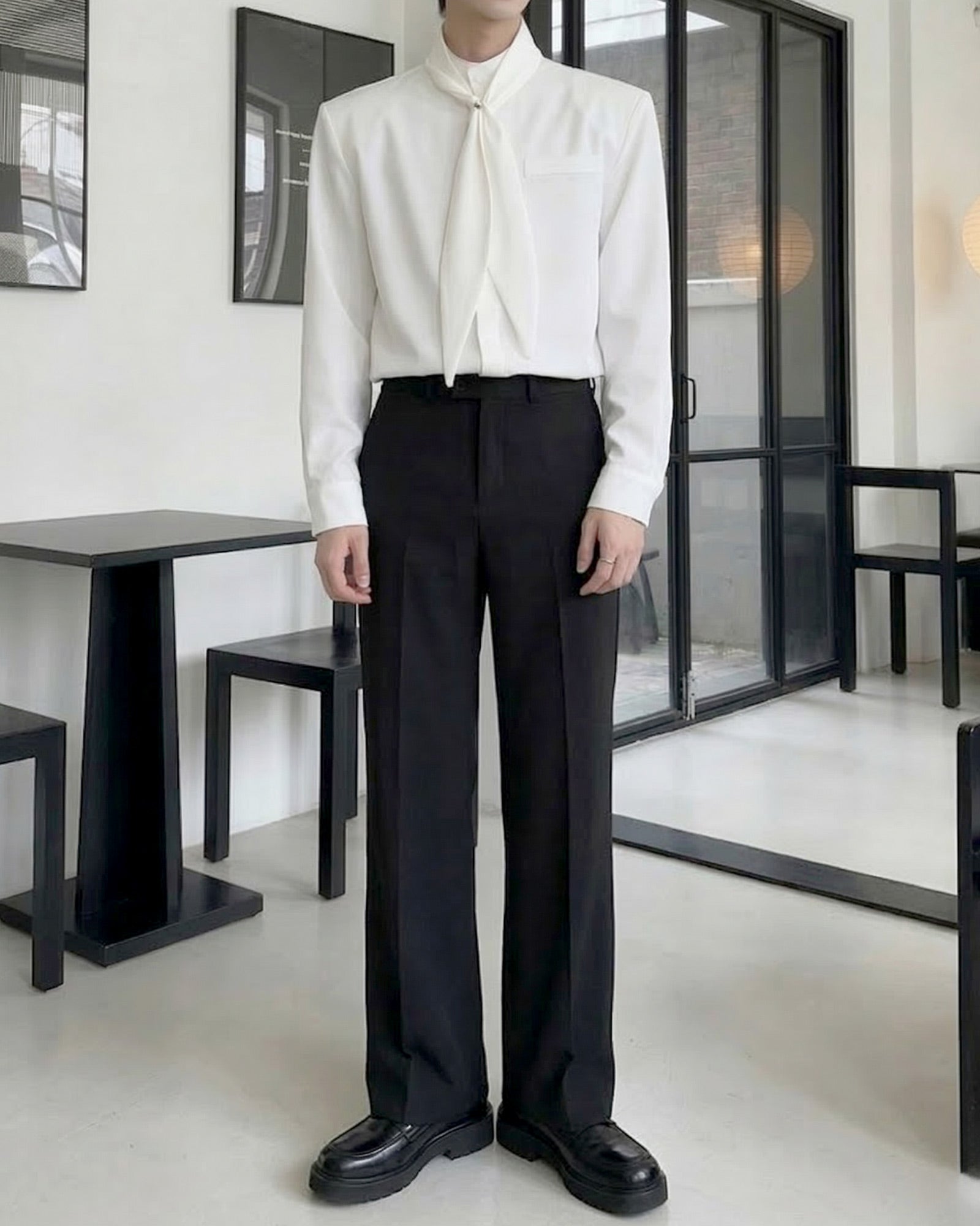 スカーフタイラグジュアリーモードシャツ Ot20155