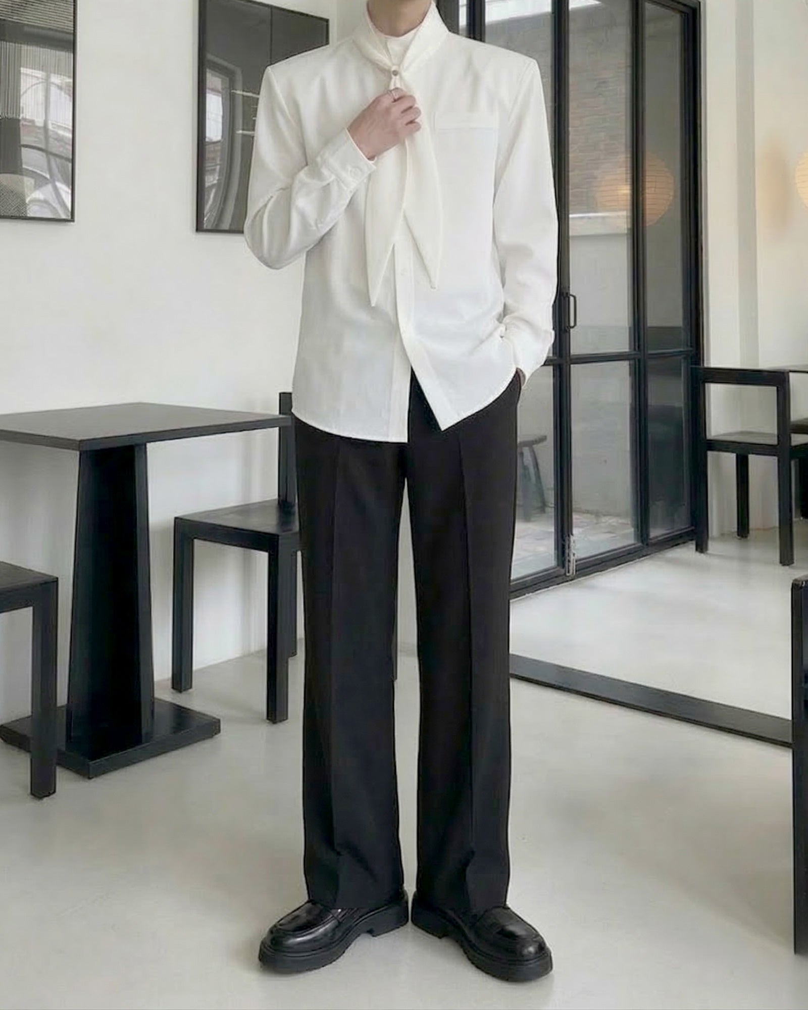 スカーフタイラグジュアリーモードシャツ Ot20155