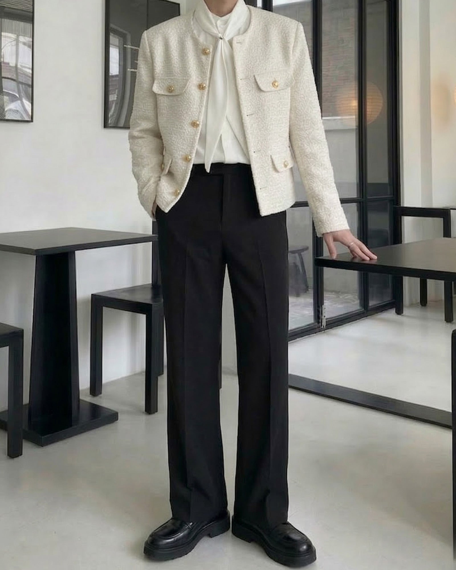 スカーフタイラグジュアリーモードシャツ Ot20155