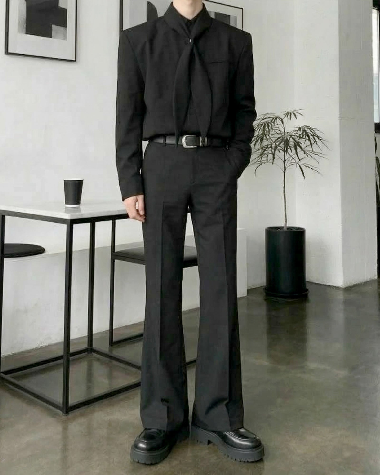 スカーフタイラグジュアリーモードシャツ Ot20155