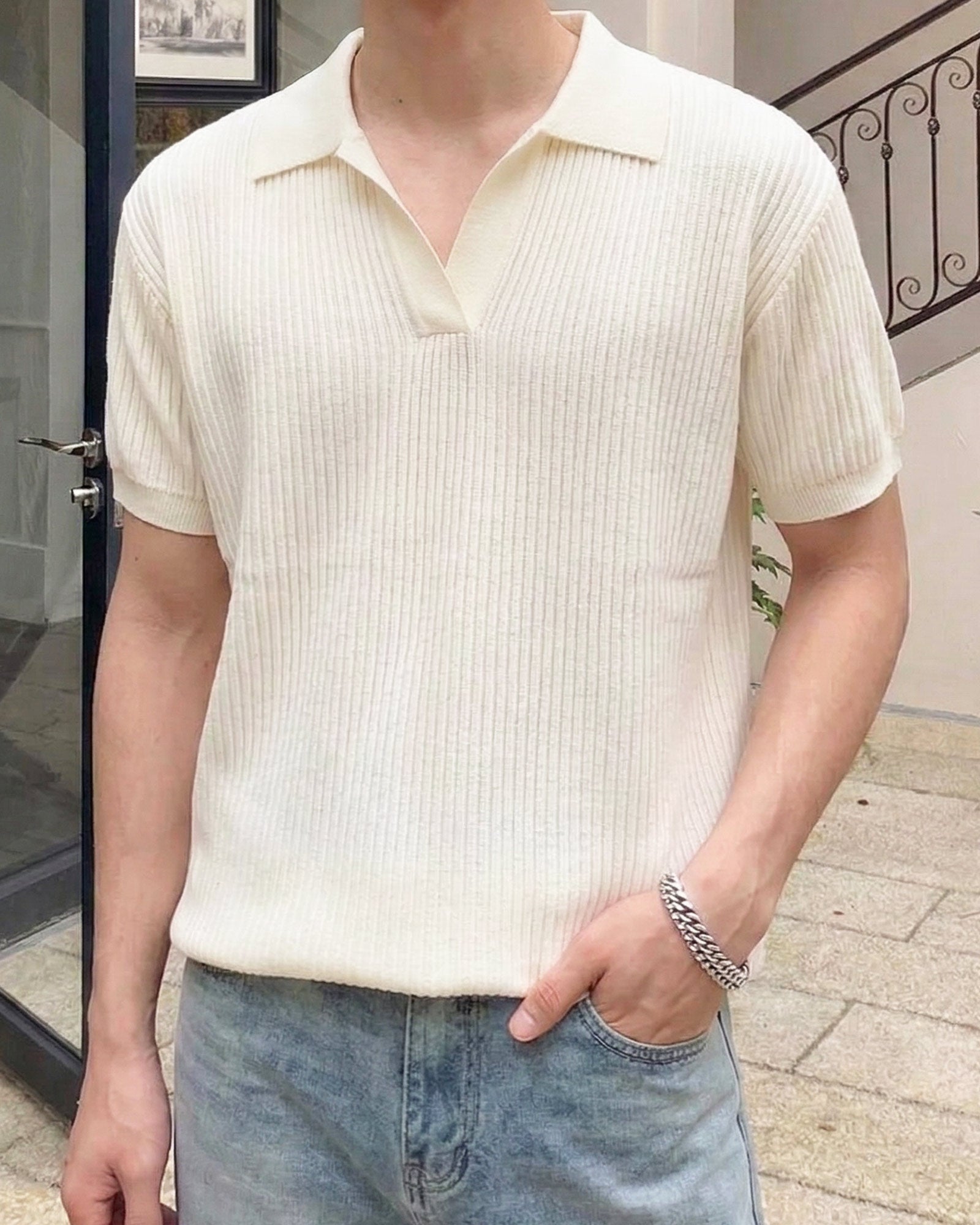 tetsu　secondlayer ニットポロシャツ MASTER FRAME/マスターフレーム】ハイツイストニットポロシャツ｜MEN'S