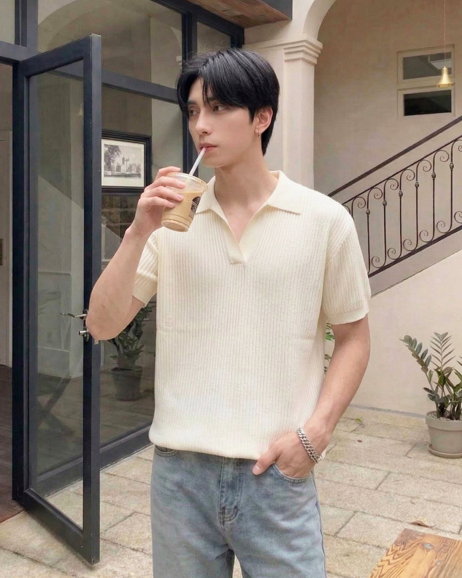 tetsu　secondlayer ニットポロシャツ second layer 23ss s/s open knit polo - メルカリ