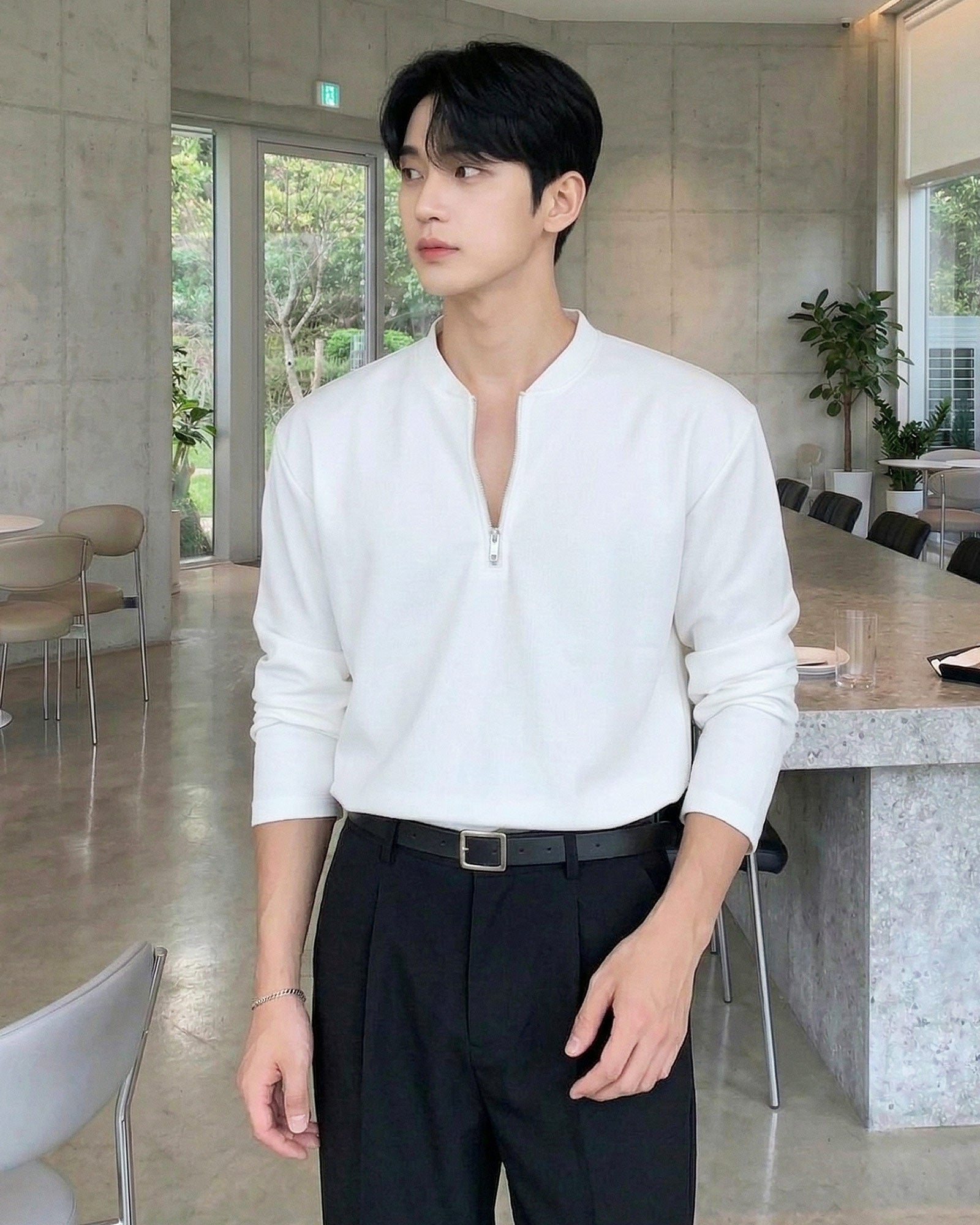 ハーフジップスタンドカラートップス Ot20166