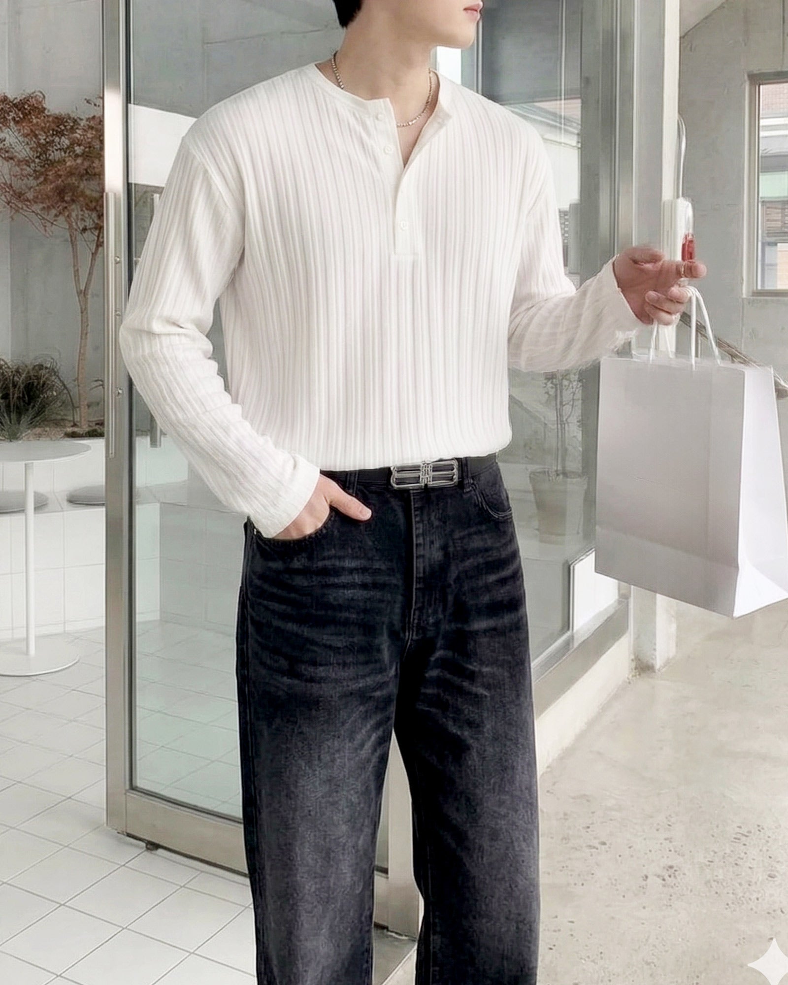 ヘンリーネックテクスチャートップス Ot20172