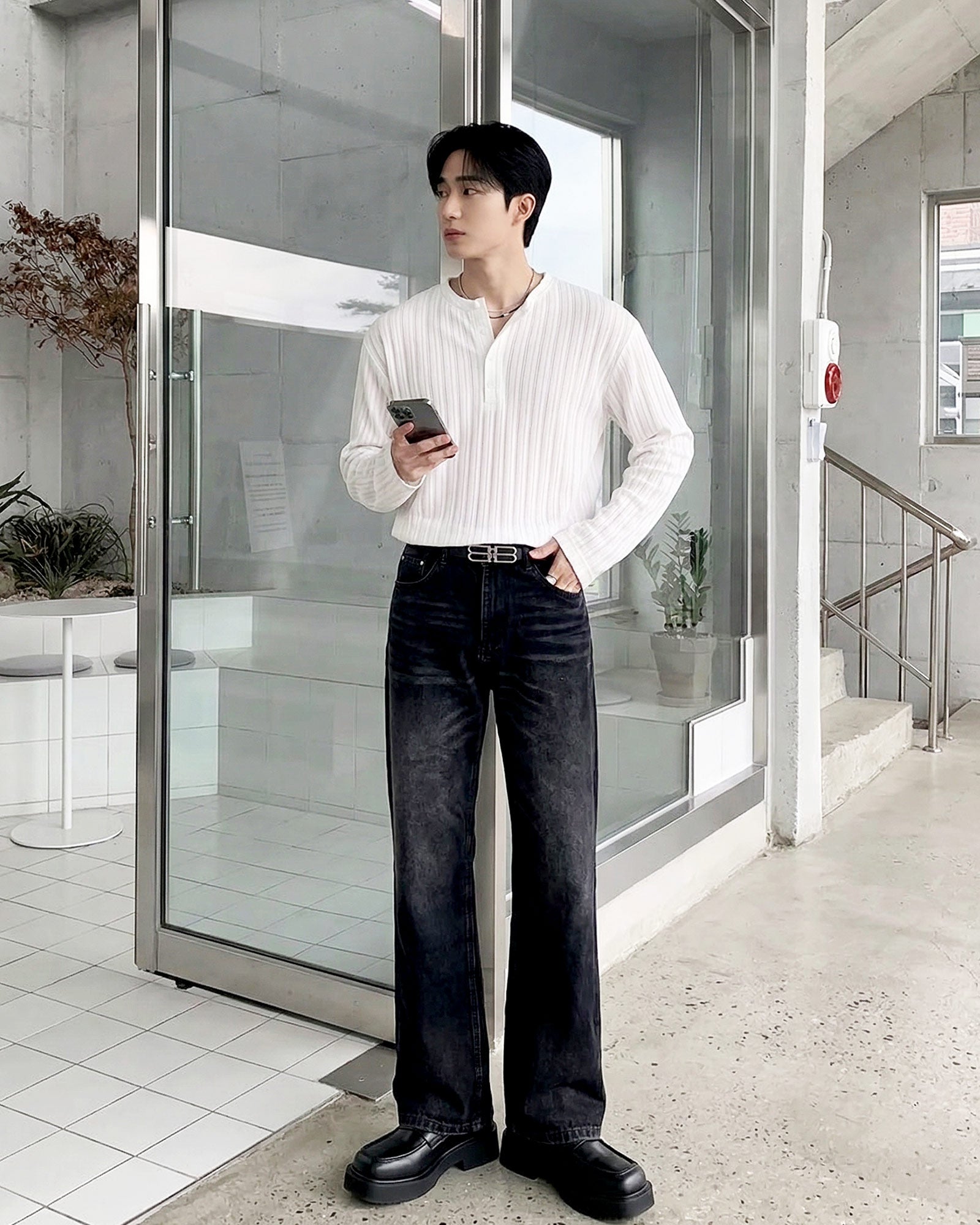 ヘンリーネックテクスチャートップス Ot20172