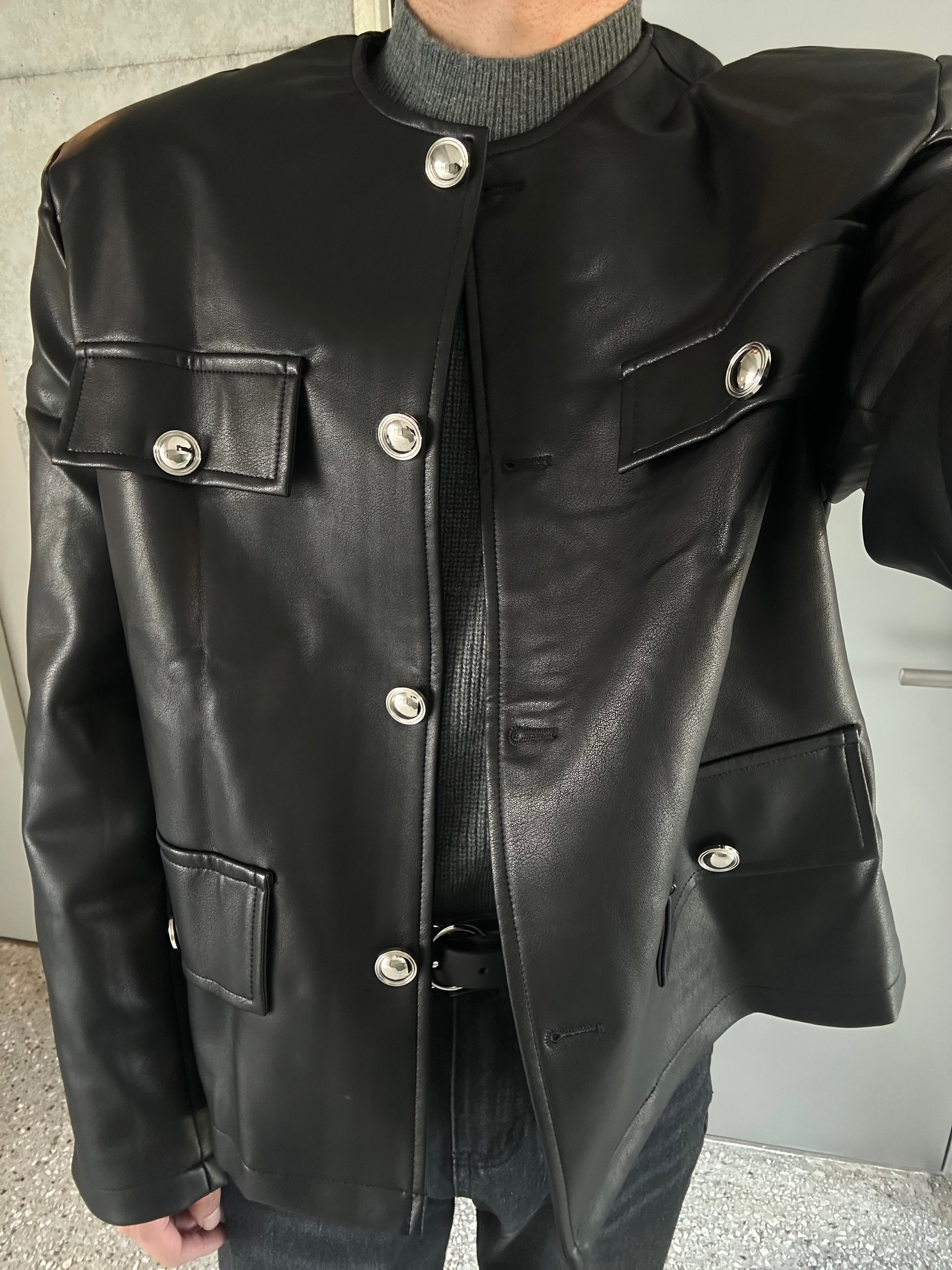 ノーカラーレザージャケット Ot30007