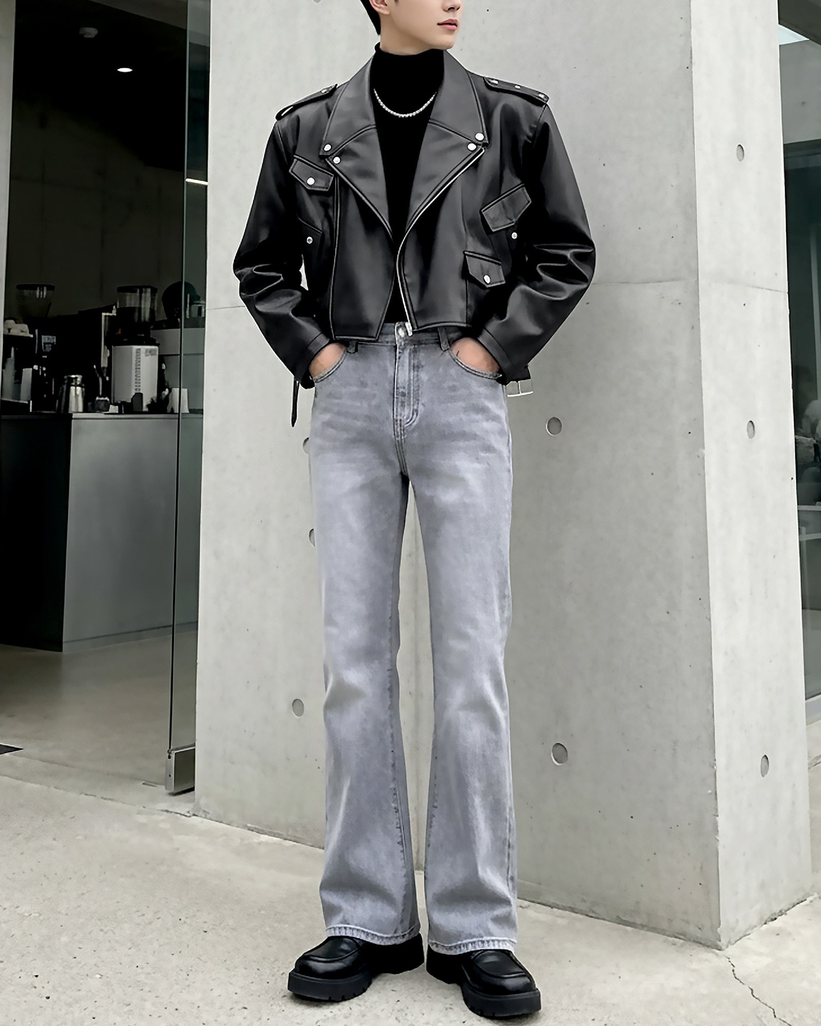 PUレザーライダースショートジャケット Ot30062