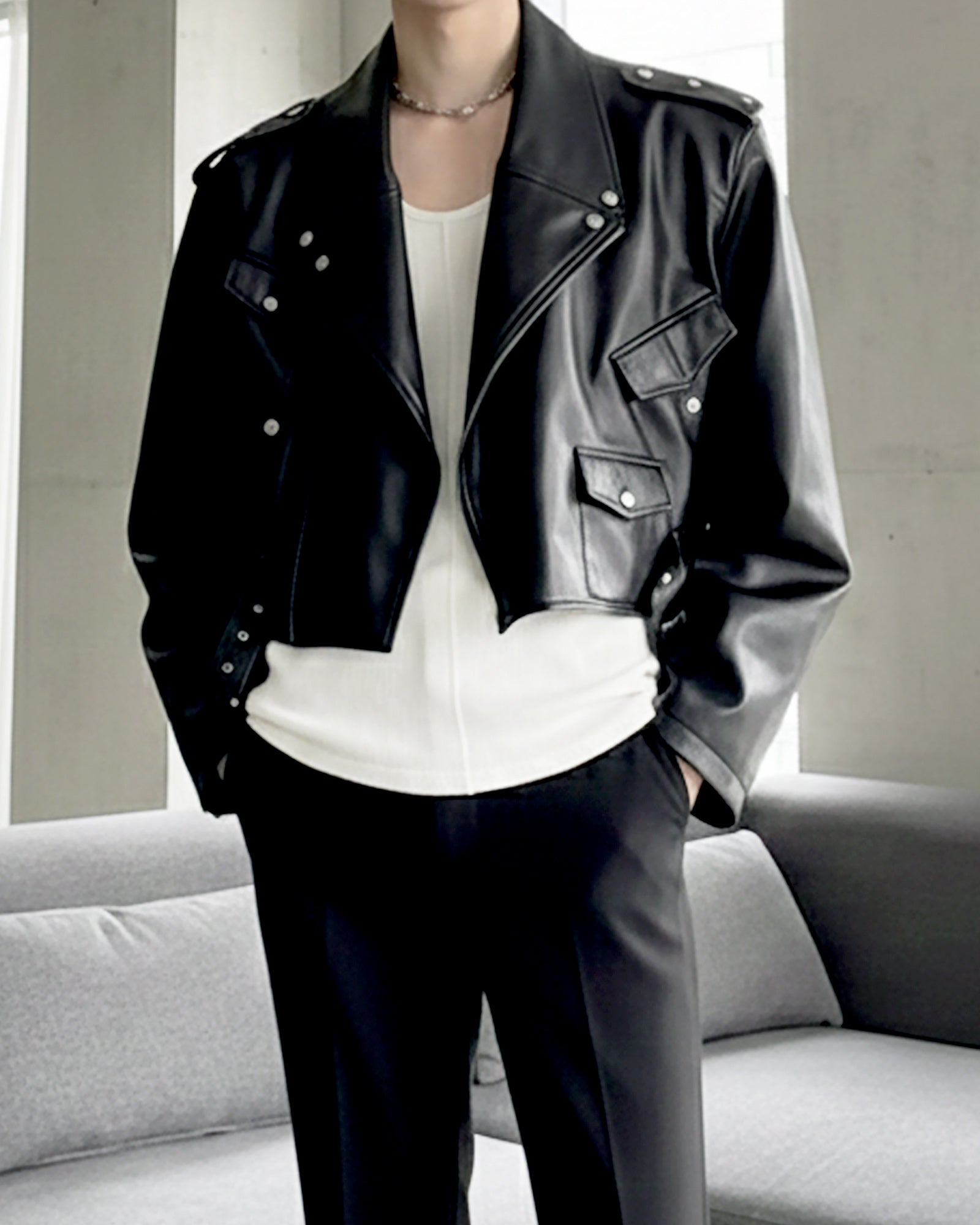 PUレザーライダースショートジャケット Ot30062