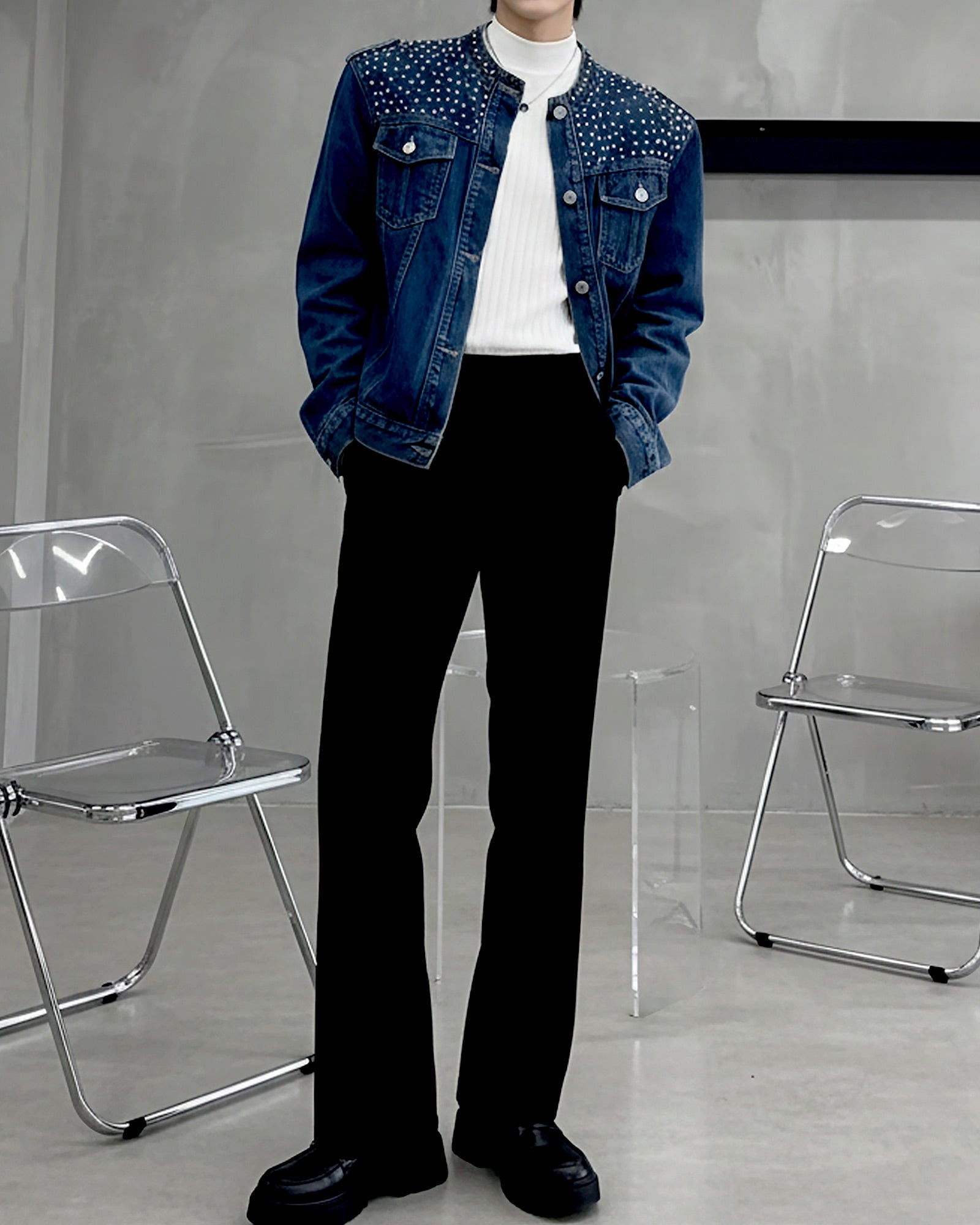 デコデニムノーカラージャケット Ot30063