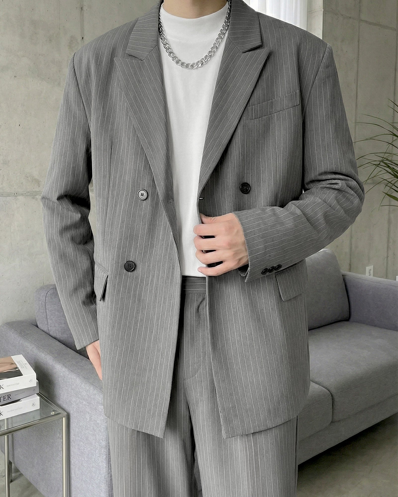 ストライプルーズテーラードセットアップ Ot30066