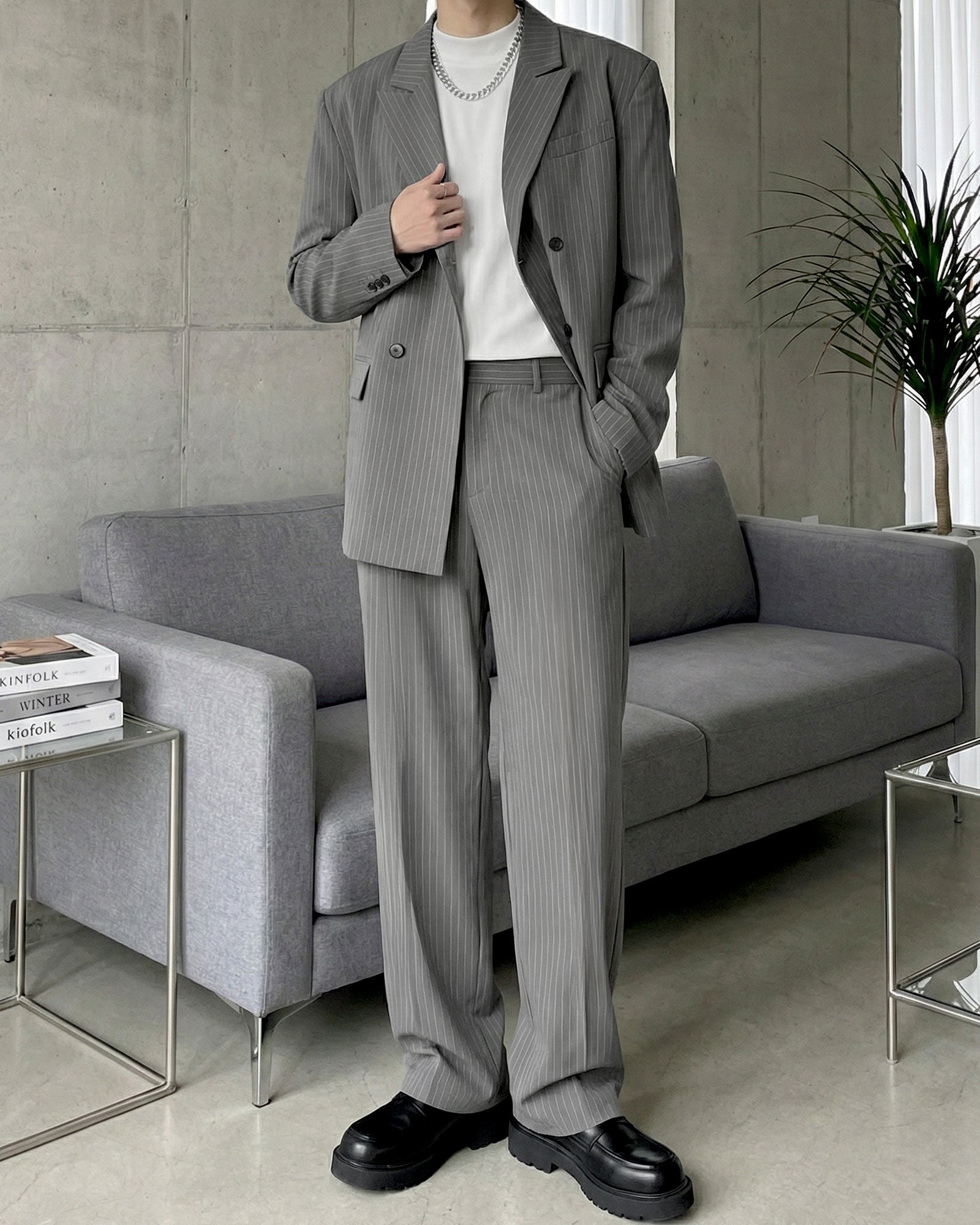 ストライプルーズテーラードセットアップ Ot30066