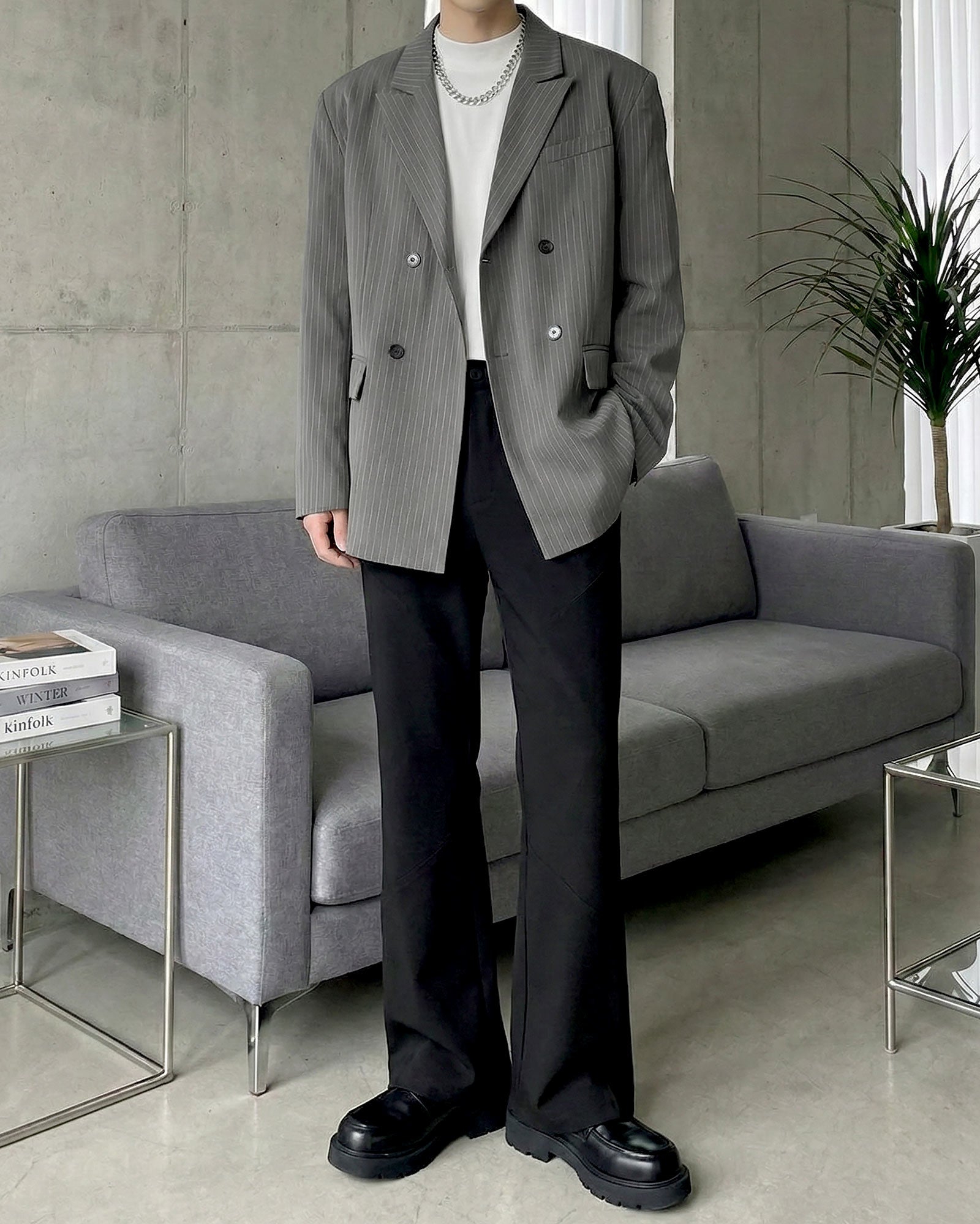 ストライプルーズテーラードセットアップ Ot30066