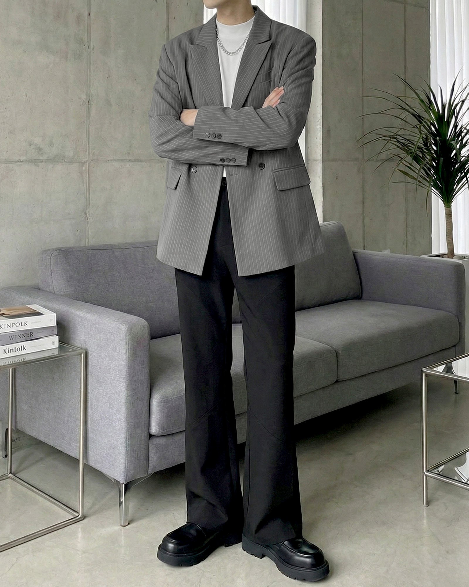 ストライプルーズテーラードセットアップ Ot30066