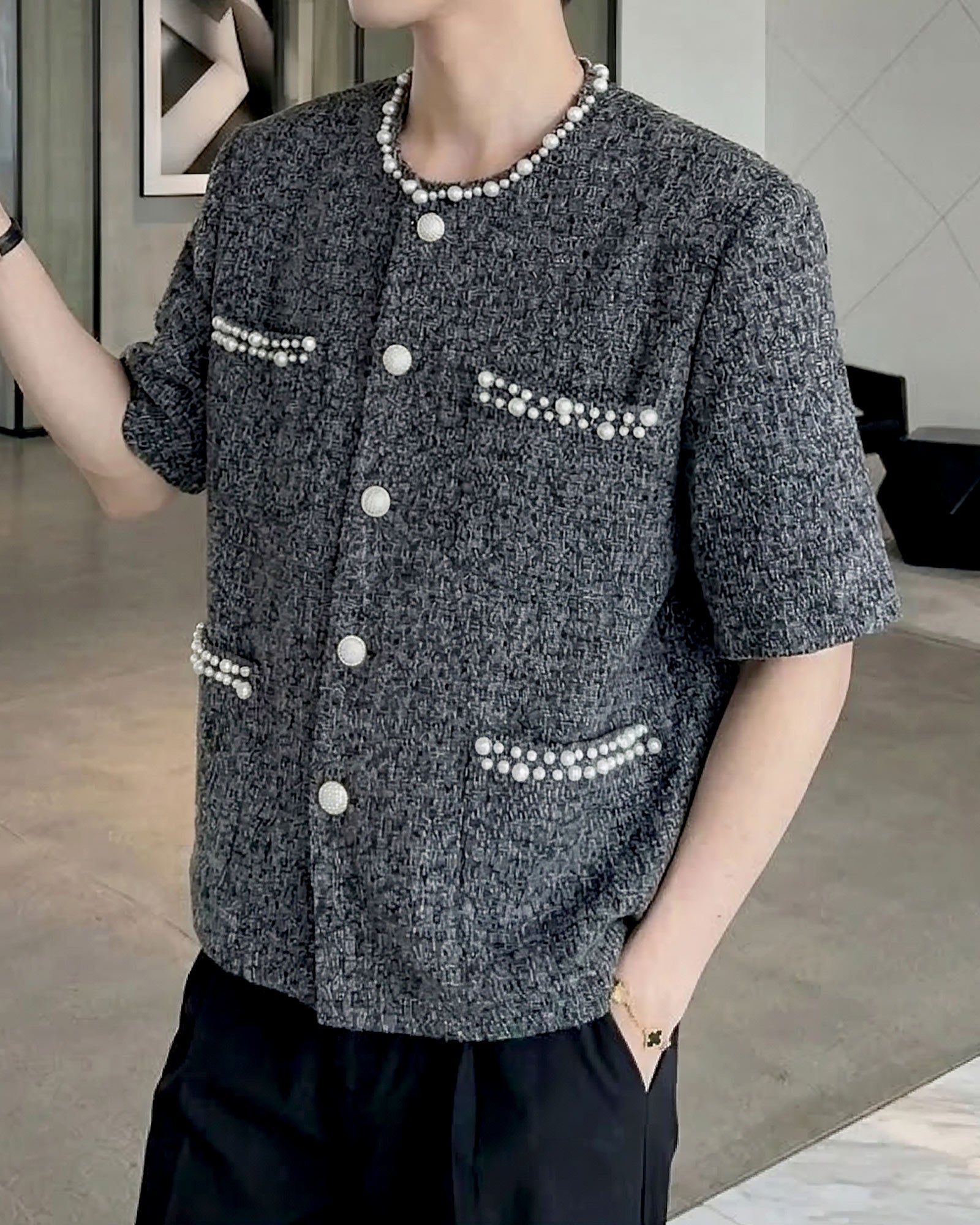 パールトリムミックスツイードジャケット Ot30069