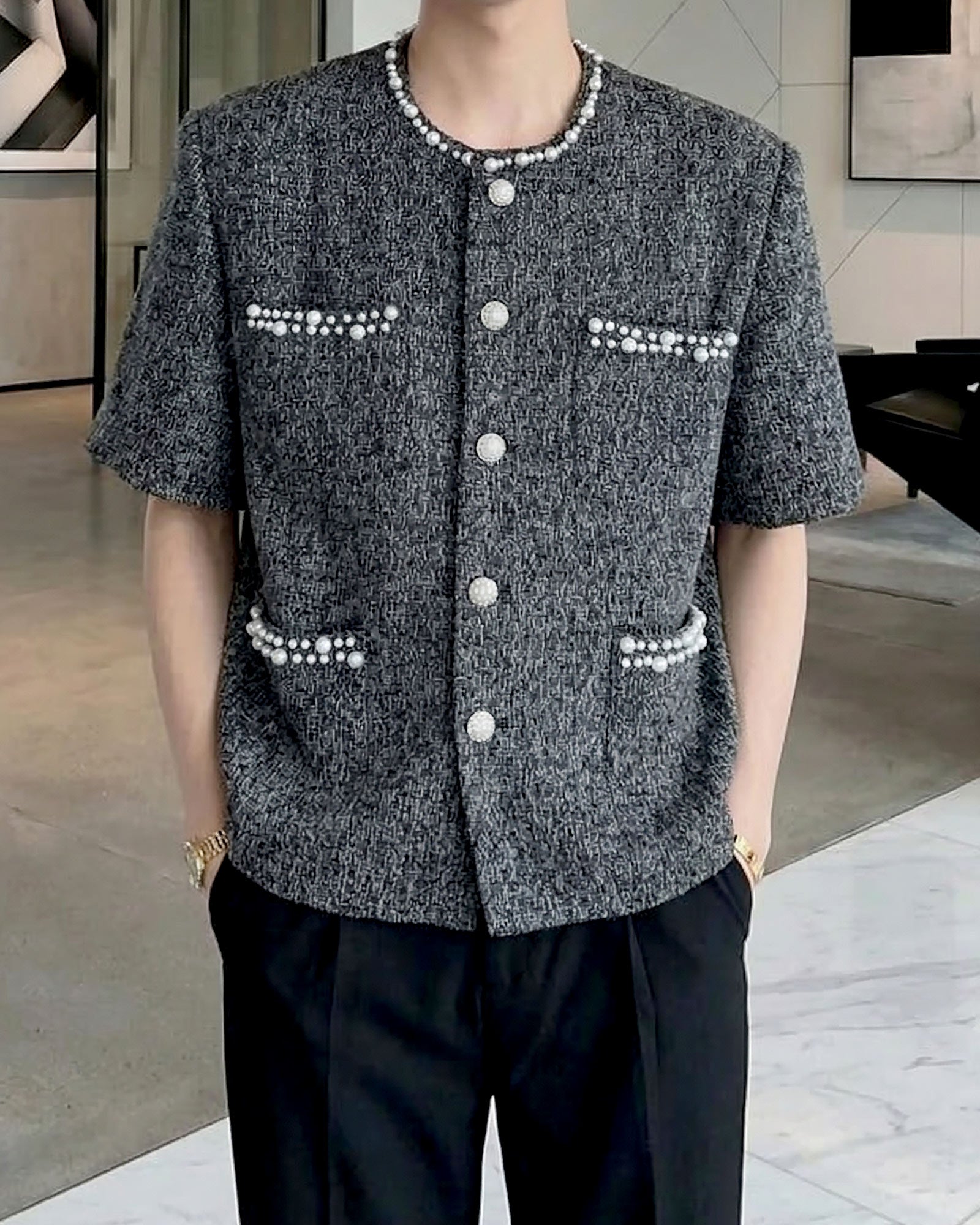 パールトリムミックスツイードジャケット Ot30069