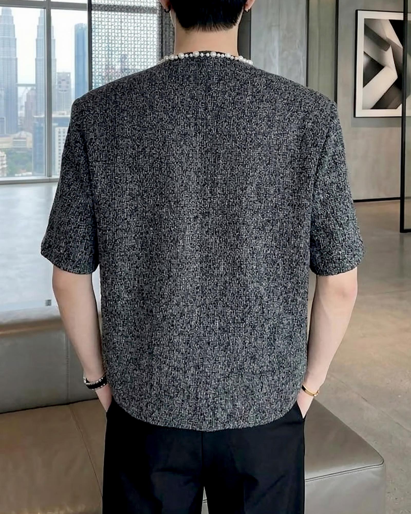 パールトリムミックスツイードジャケット Ot30069