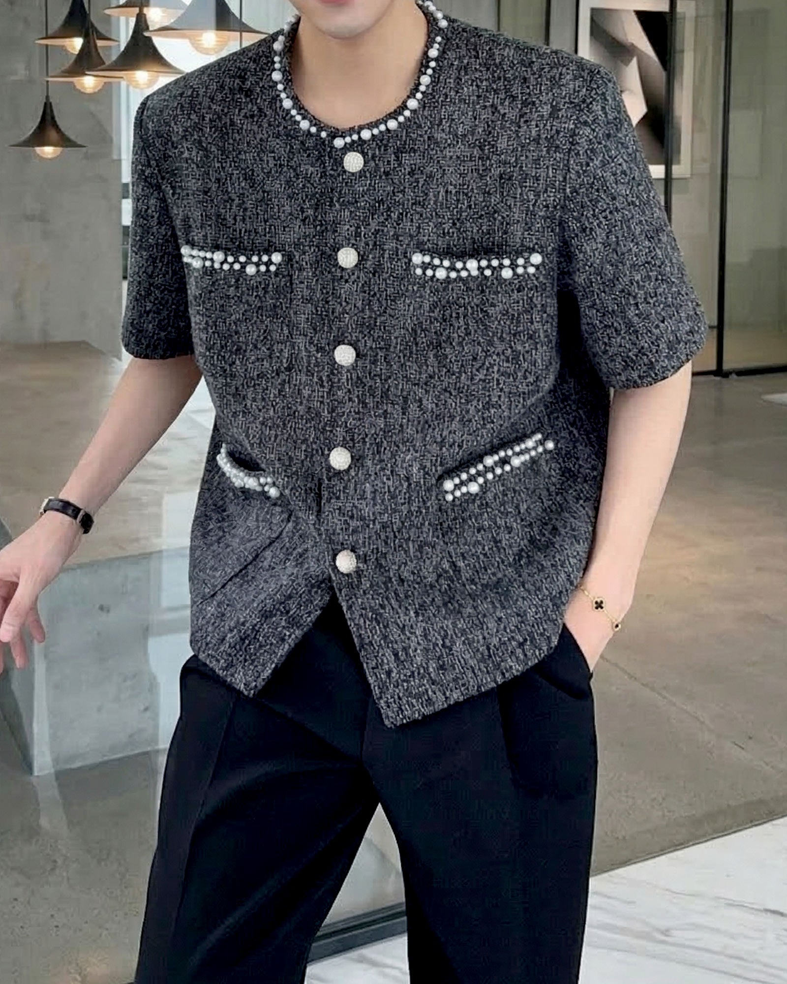 パールトリムミックスツイードジャケット Ot30069