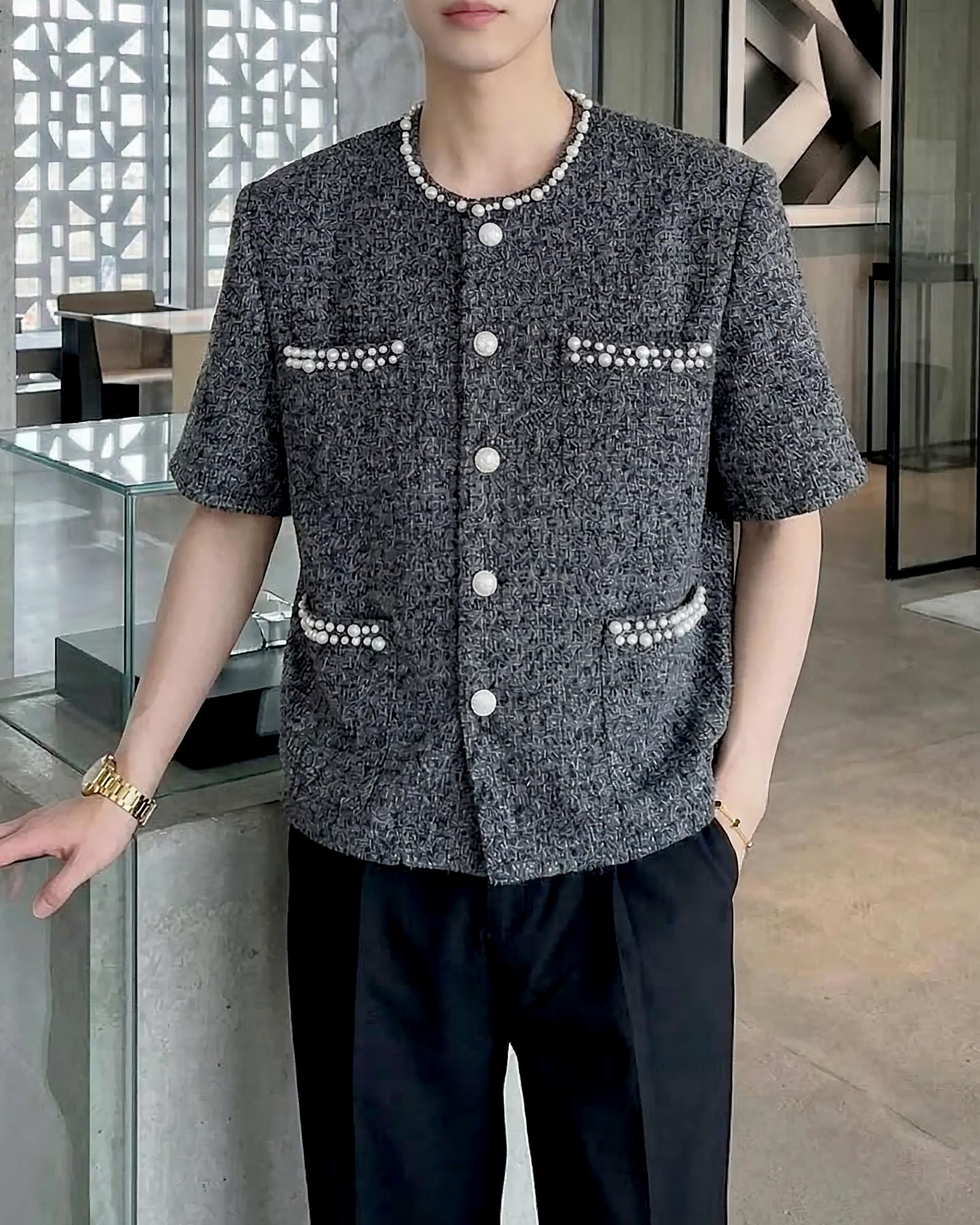 パールトリムミックスツイードジャケット Ot30069