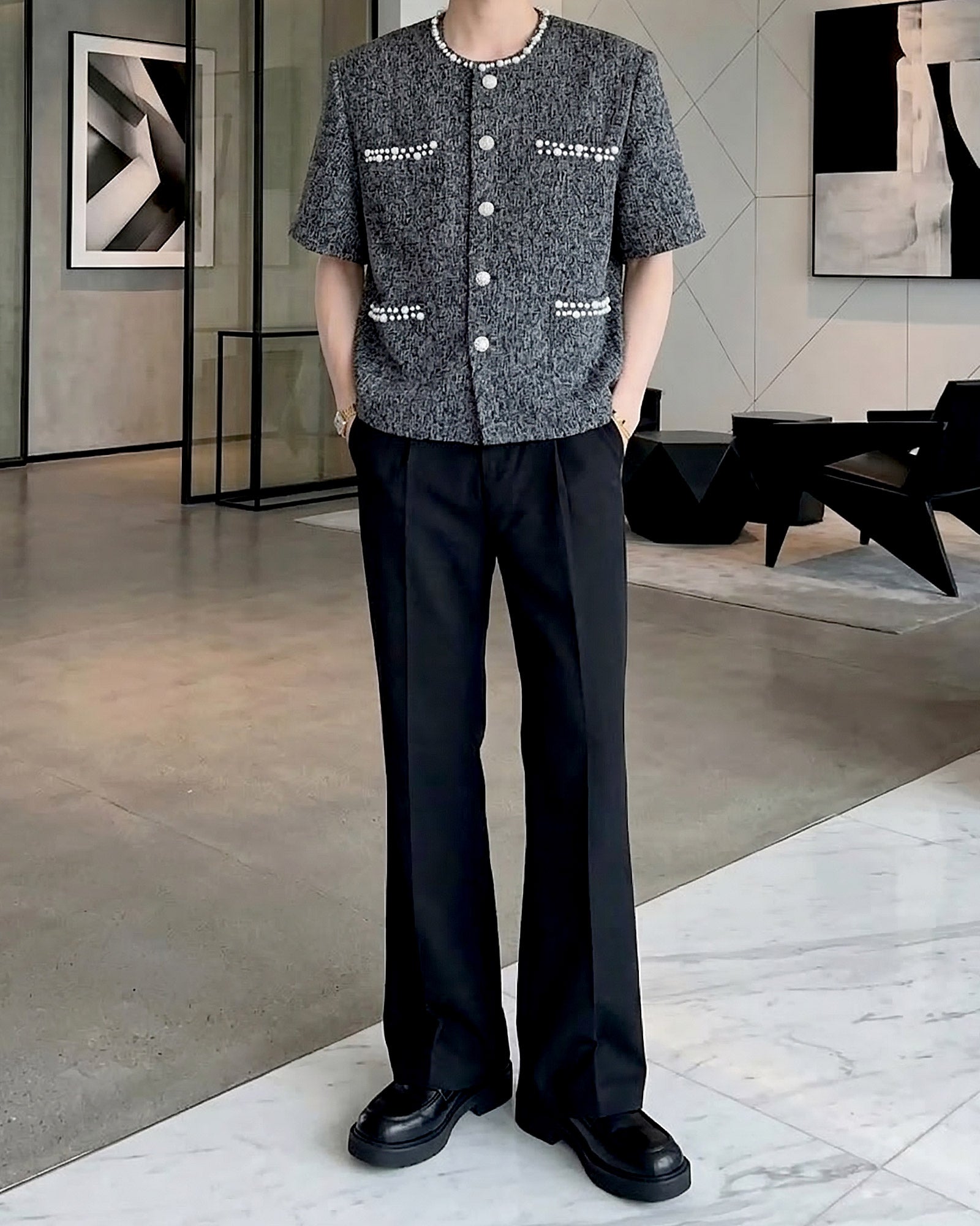 パールトリムミックスツイードジャケット Ot30069