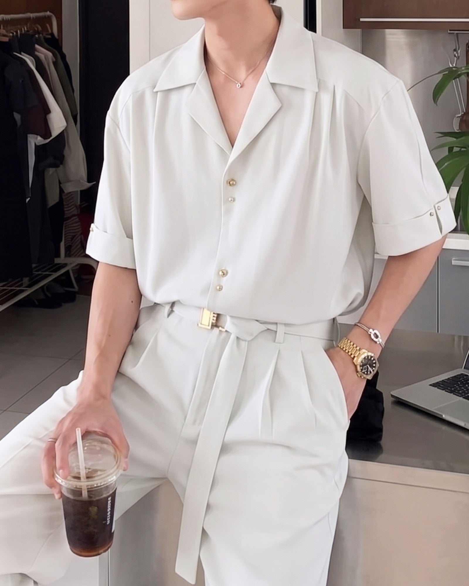 オープンカラーエフォートレスセットアップ Ot30077