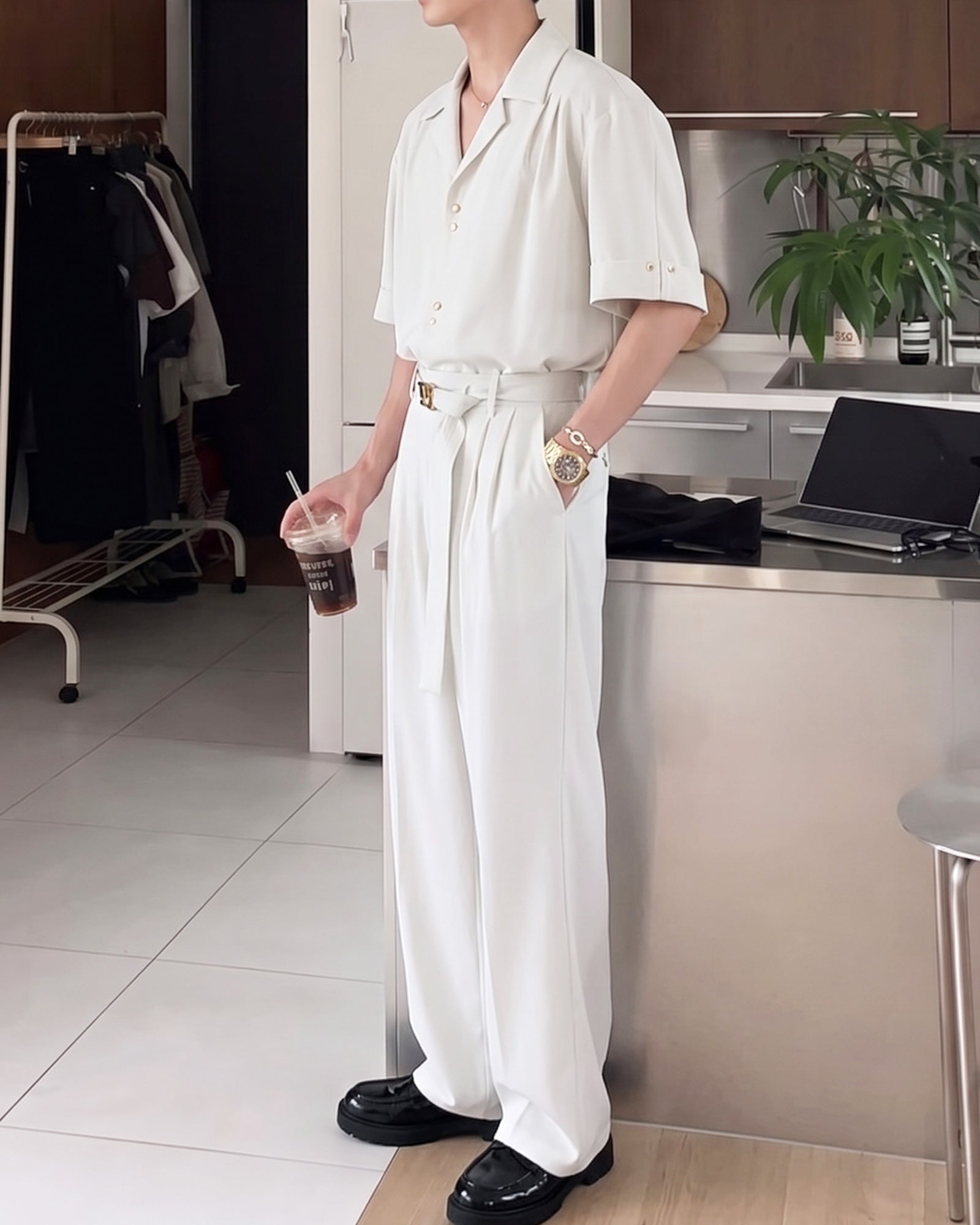 オープンカラーエフォートレスセットアップ Ot30077