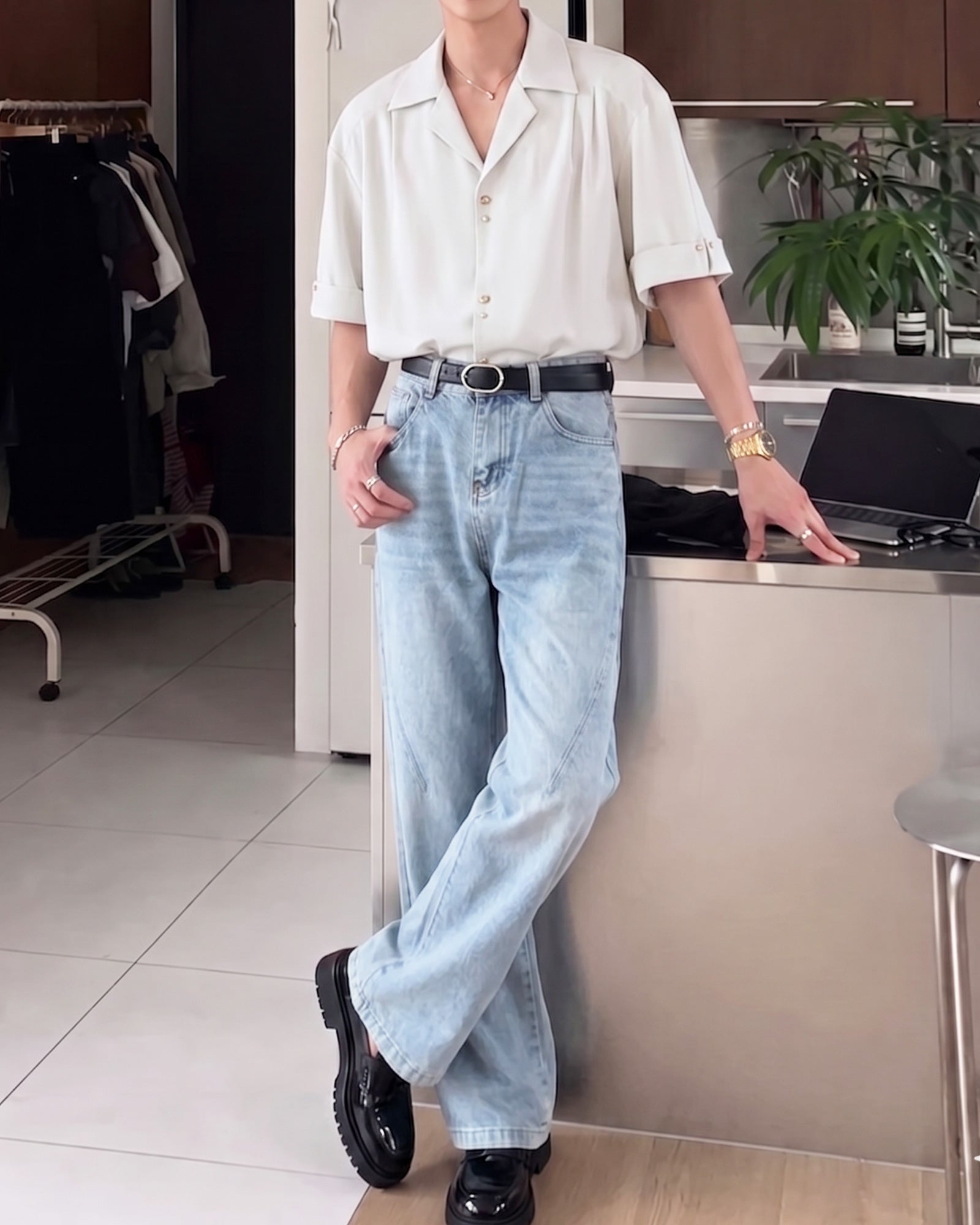 オープンカラーエフォートレスセットアップ Ot30077