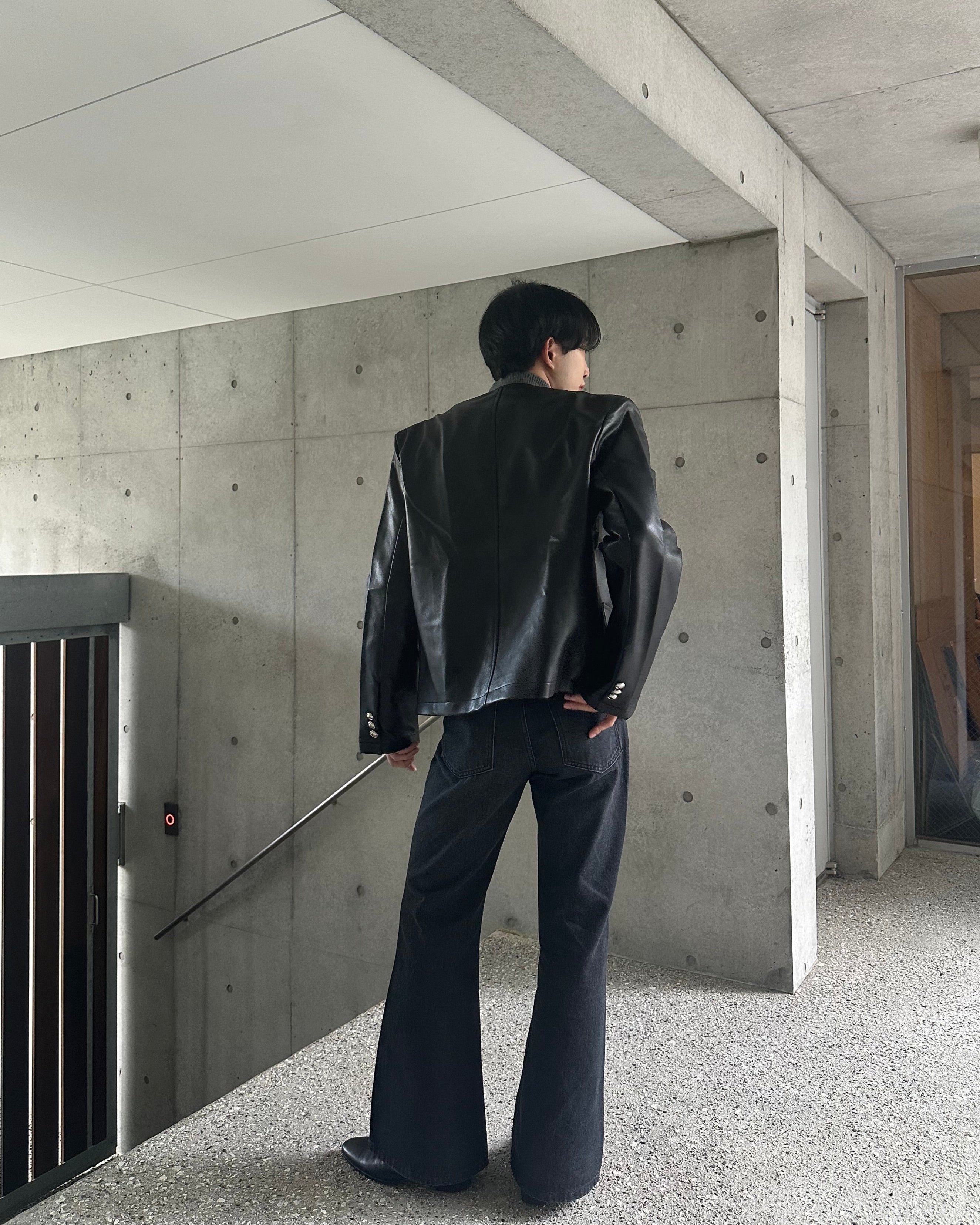 ノーカラーレザージャケット Ot30007