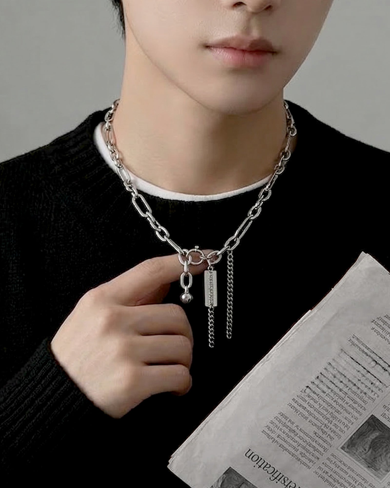 デザインチェーンプレートタグネックレス Ot40003