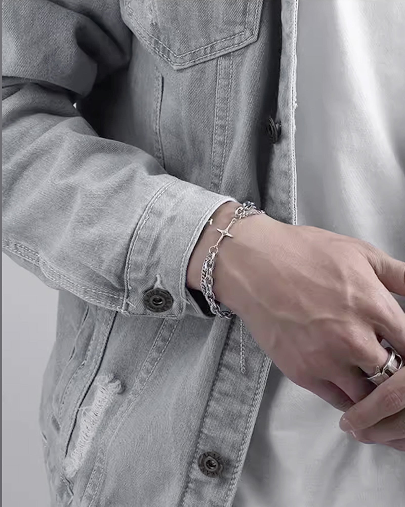 クロススターミックスチェーンブレスレット Ot40006