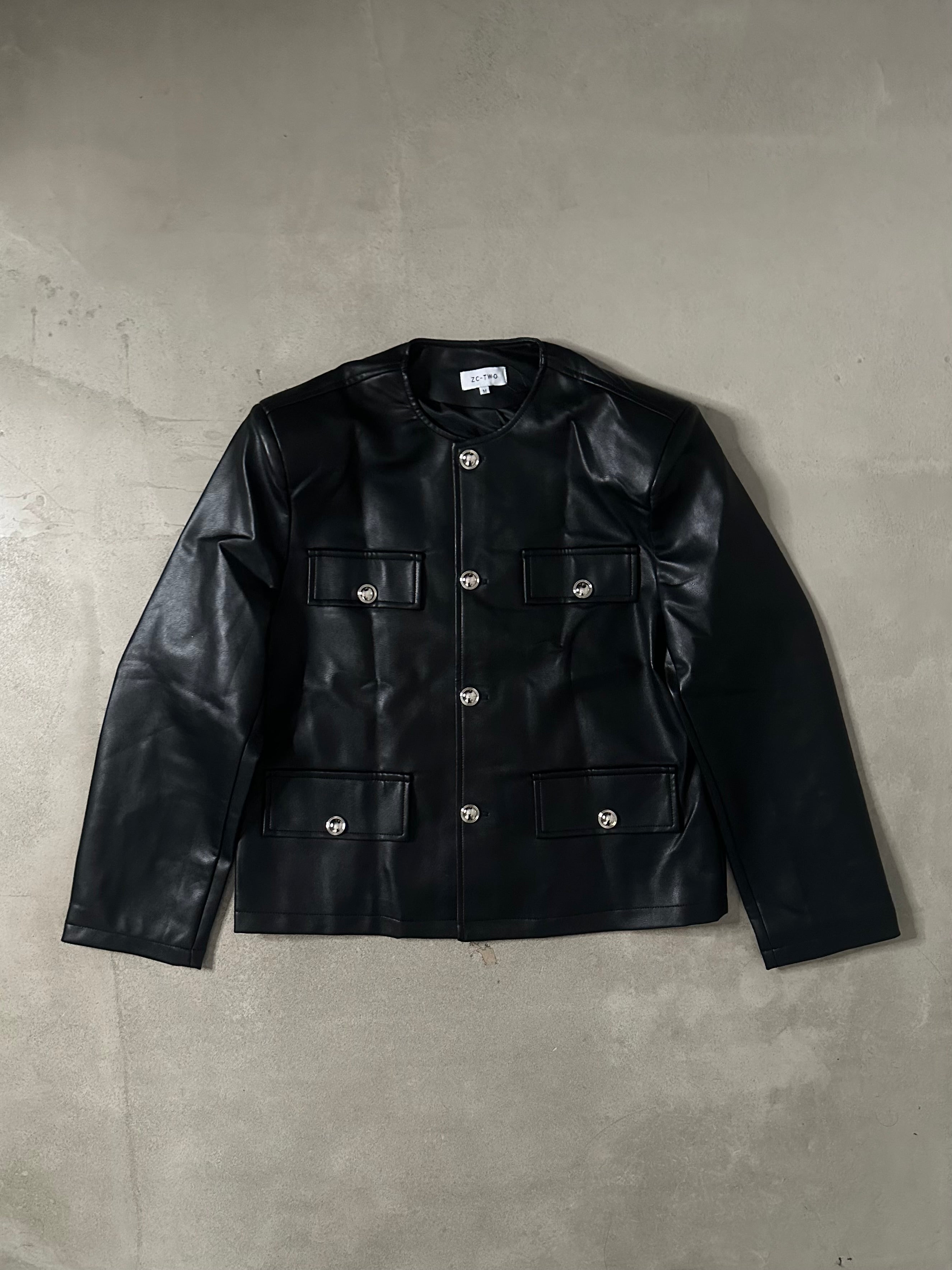 ノーカラーレザージャケット Ot30007