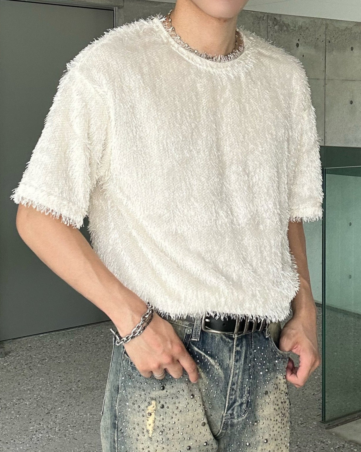ラウンドネックモヘアTシャツ Ot20075