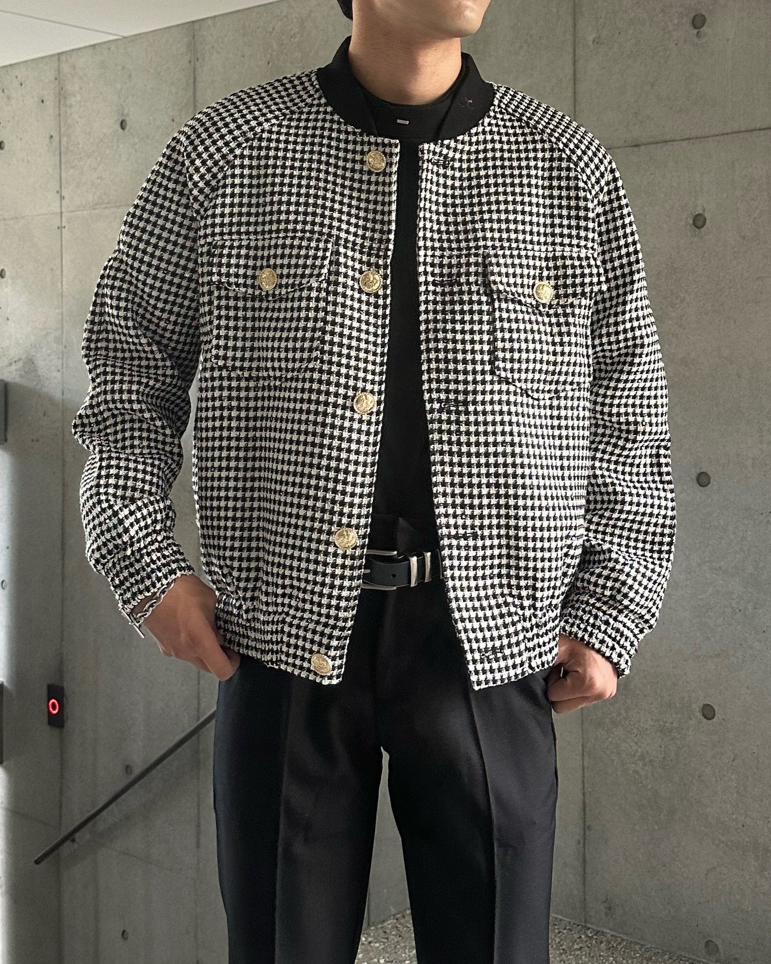 ノーカラーチェックジャケット Ot30008 ノーカラーチェックジャケット Ot30008