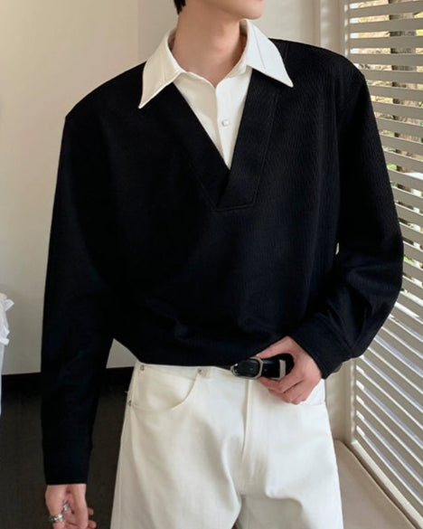 シャツレイヤードトップス Ot20103