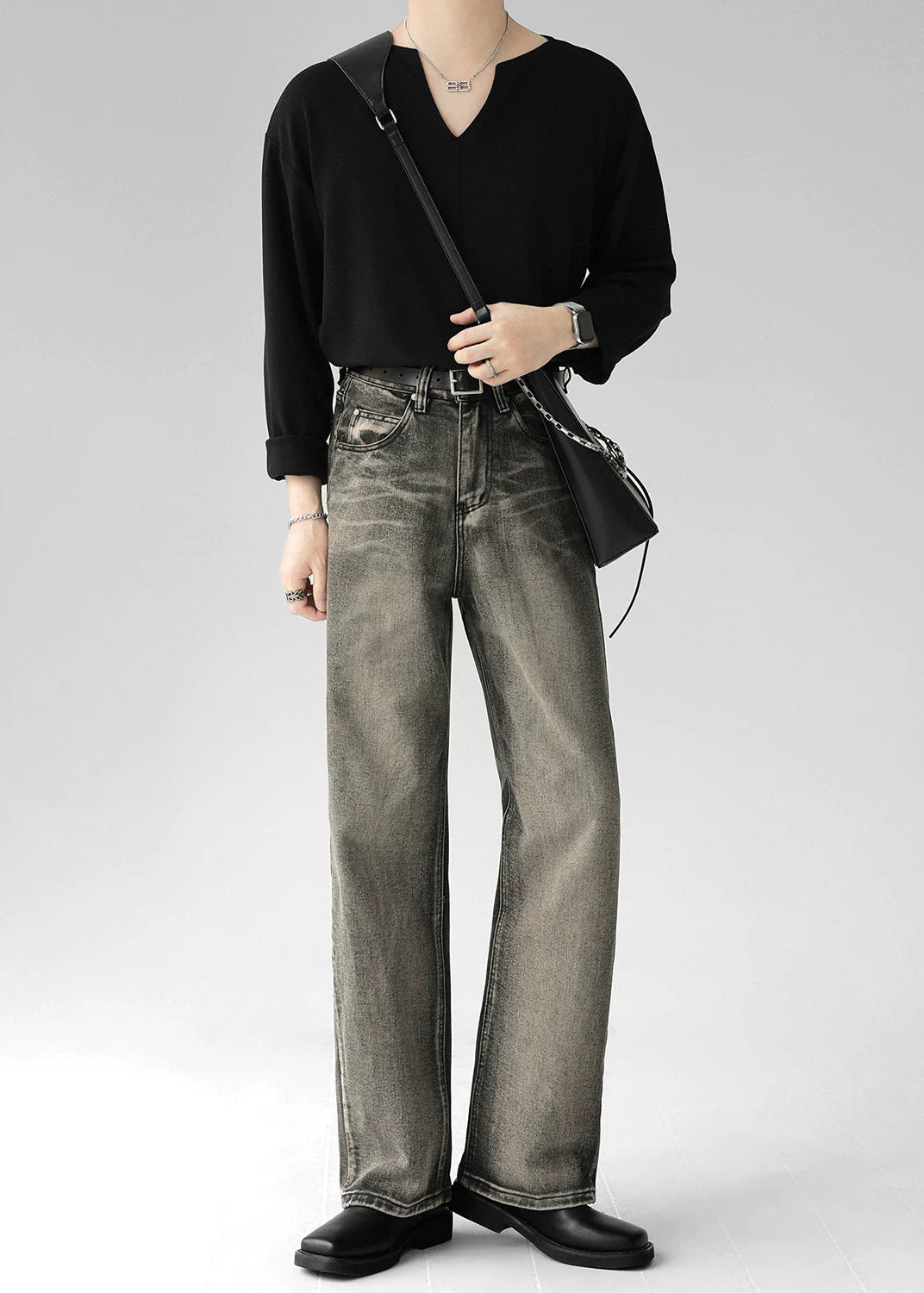 レトロウォッシュドブラックデニム Ot11741