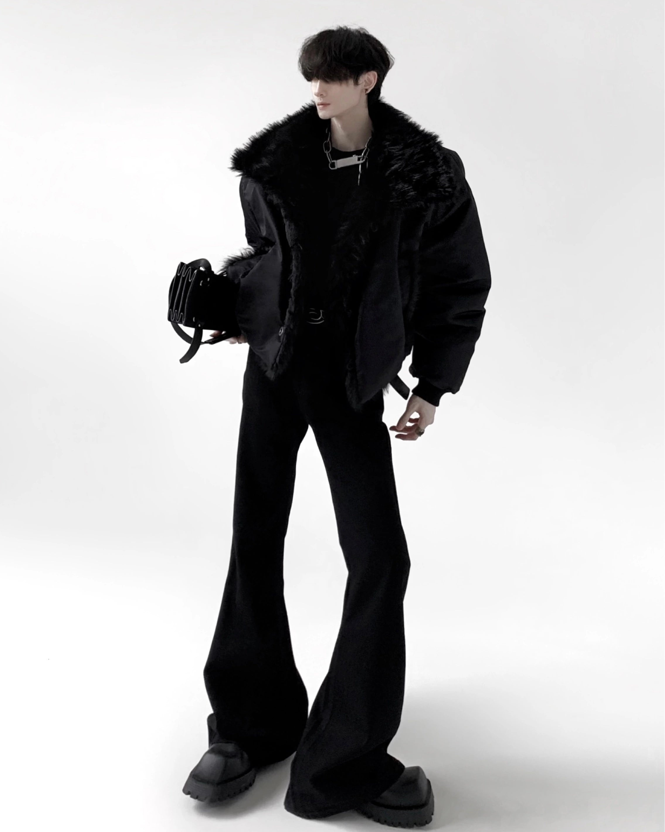 ブラックファーダウンジャケット Ot30040