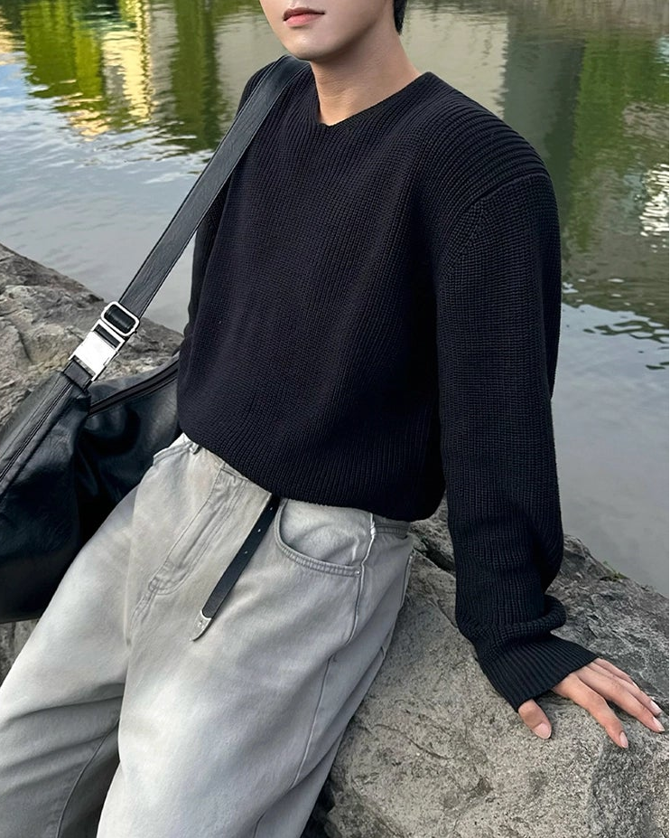 Vネックカジュアルニットシャツ Ot20120