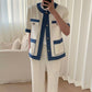 【最短即日発送】white blue luxury summer tweed Ot11669