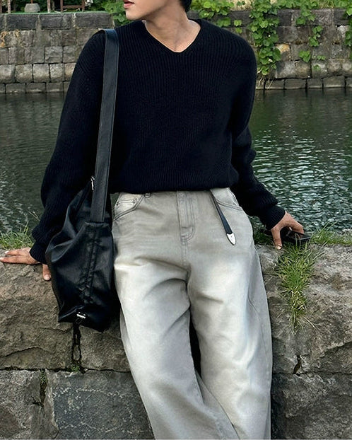 Vネックカジュアルニットシャツ Ot20120