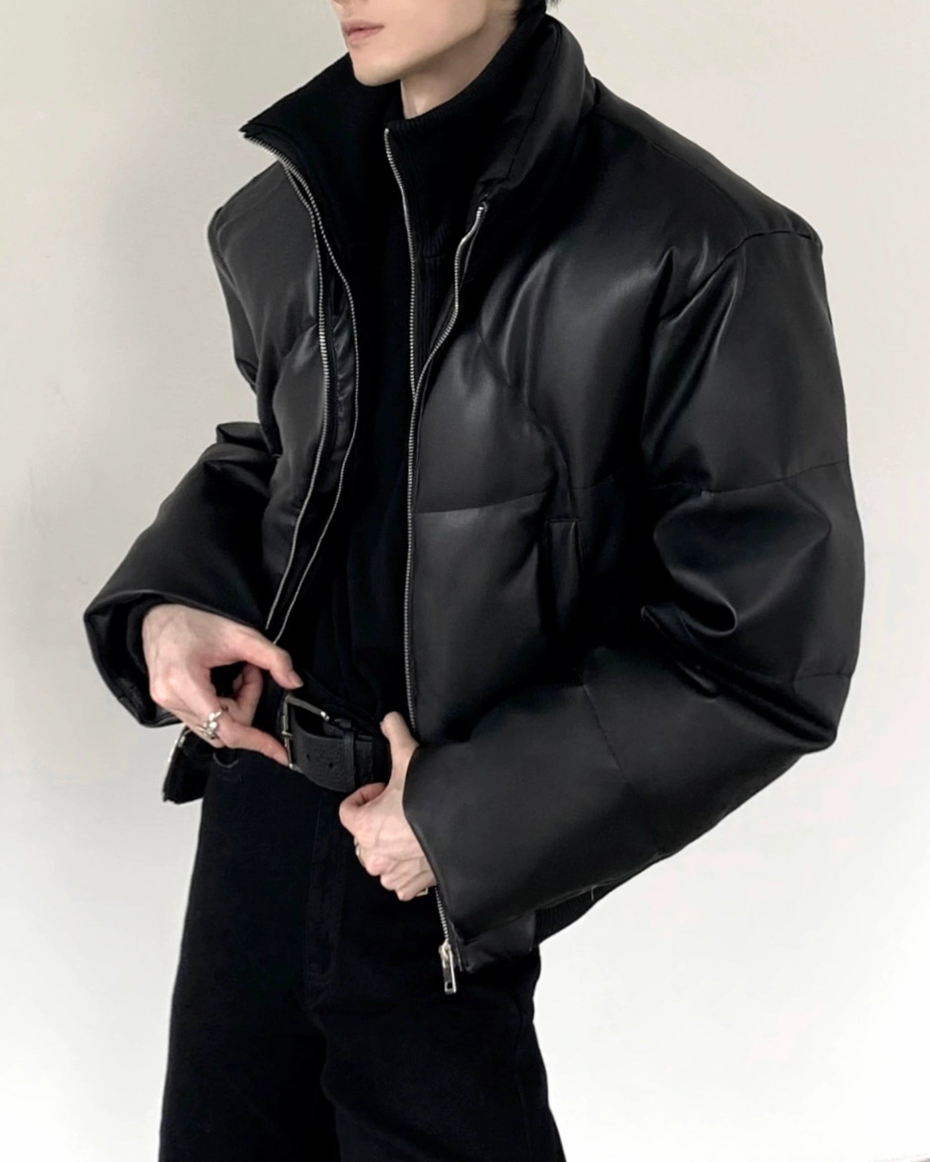 レザースタンドダウンジャケット Ot30039